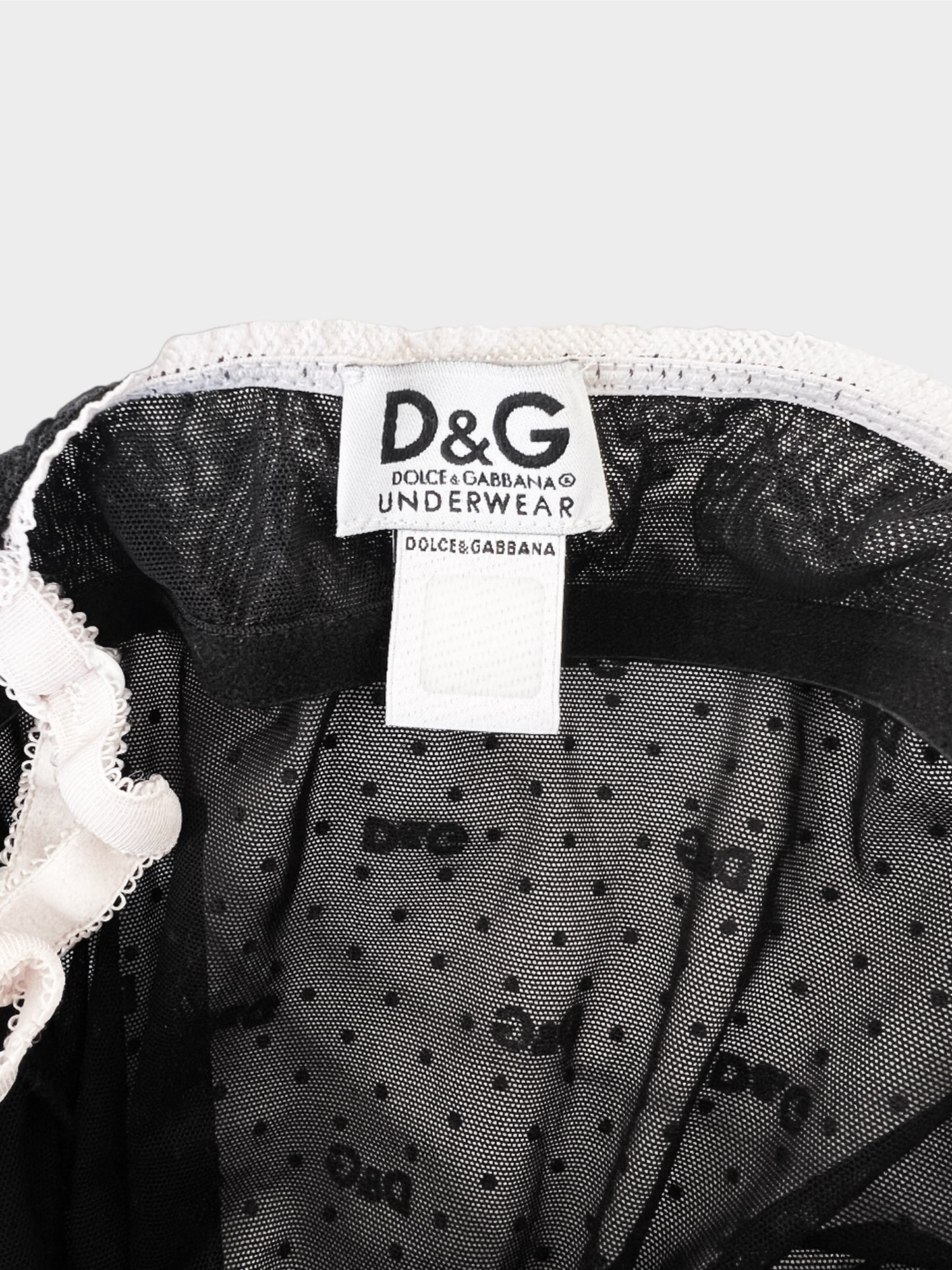 Dolce & Gabbana D&G 2000s Black and Cream Sheer Lace Bustier Tank Top