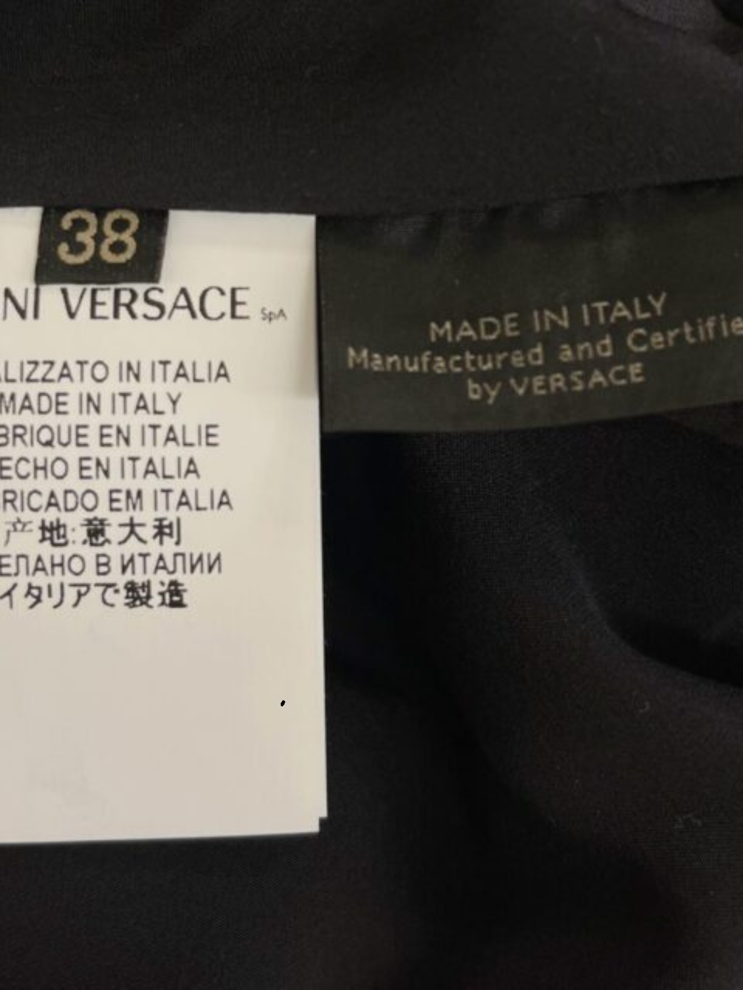Versace 2010s Black Silk Tulip Print Medusa Button Cocktail Dress