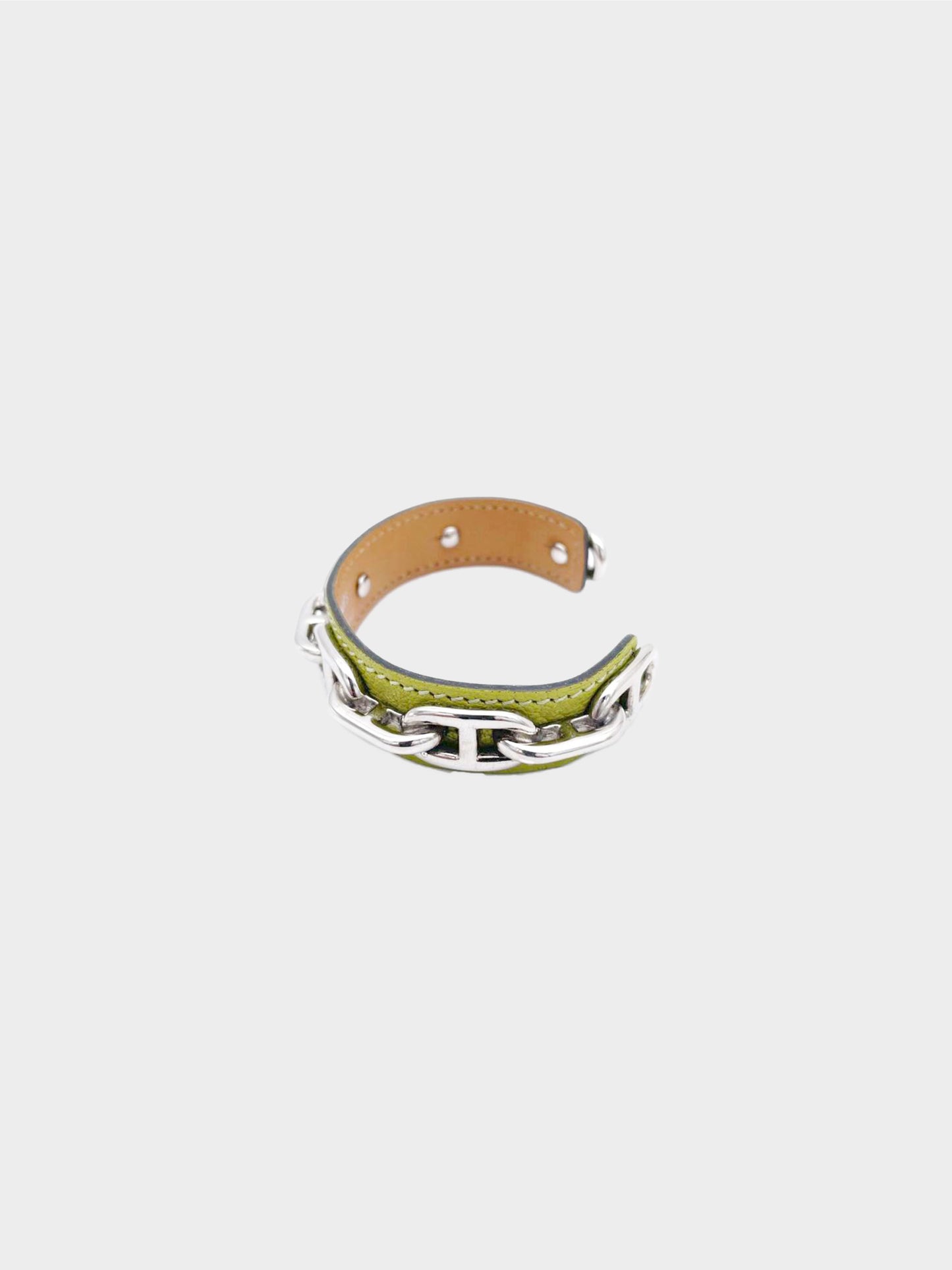 Hermès 2002 Light Green Shane D'ancle Leather Bangle Bracelet