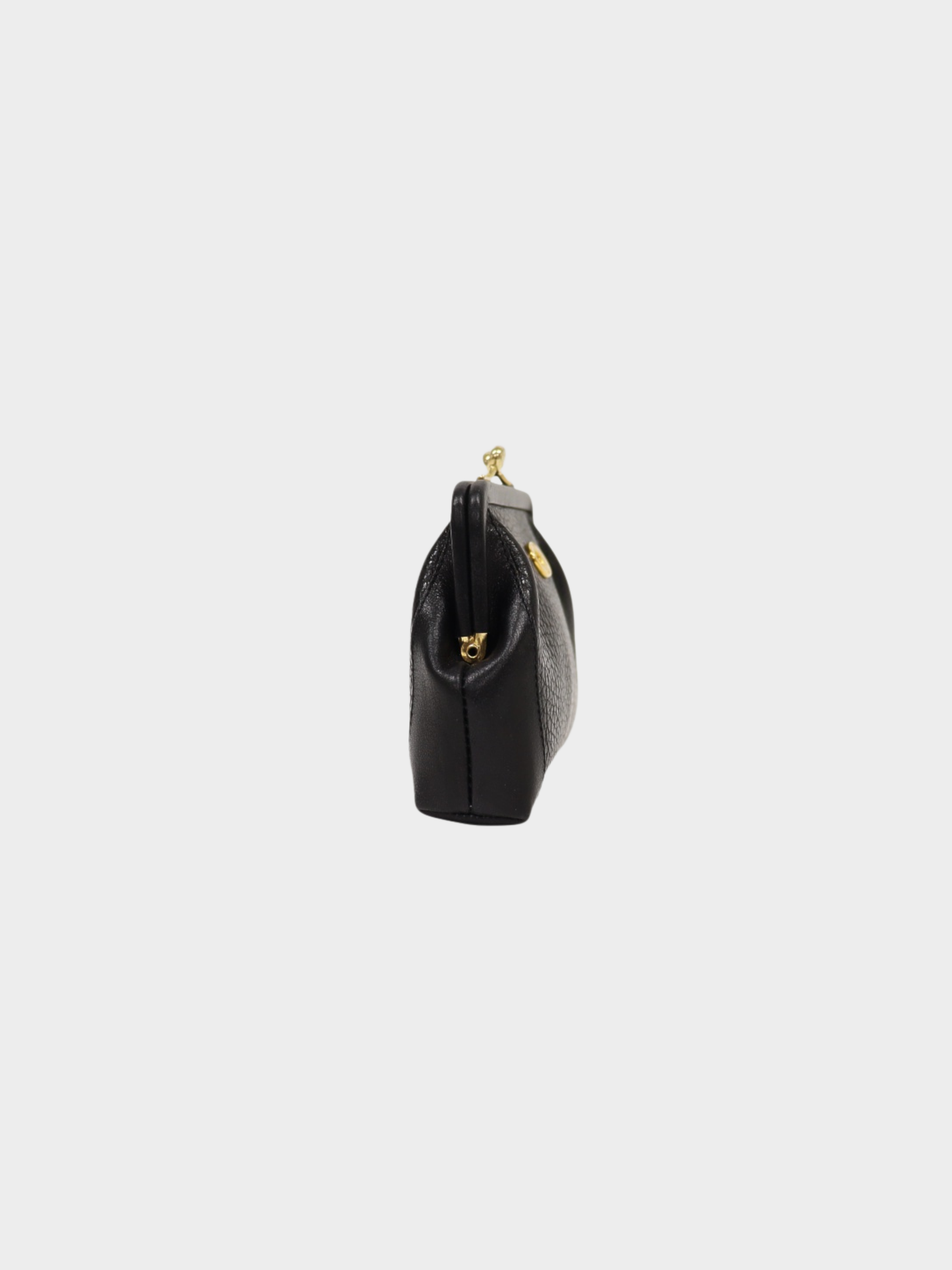 Celine 2000s Black Leather Blazon Hardware Coin Purse