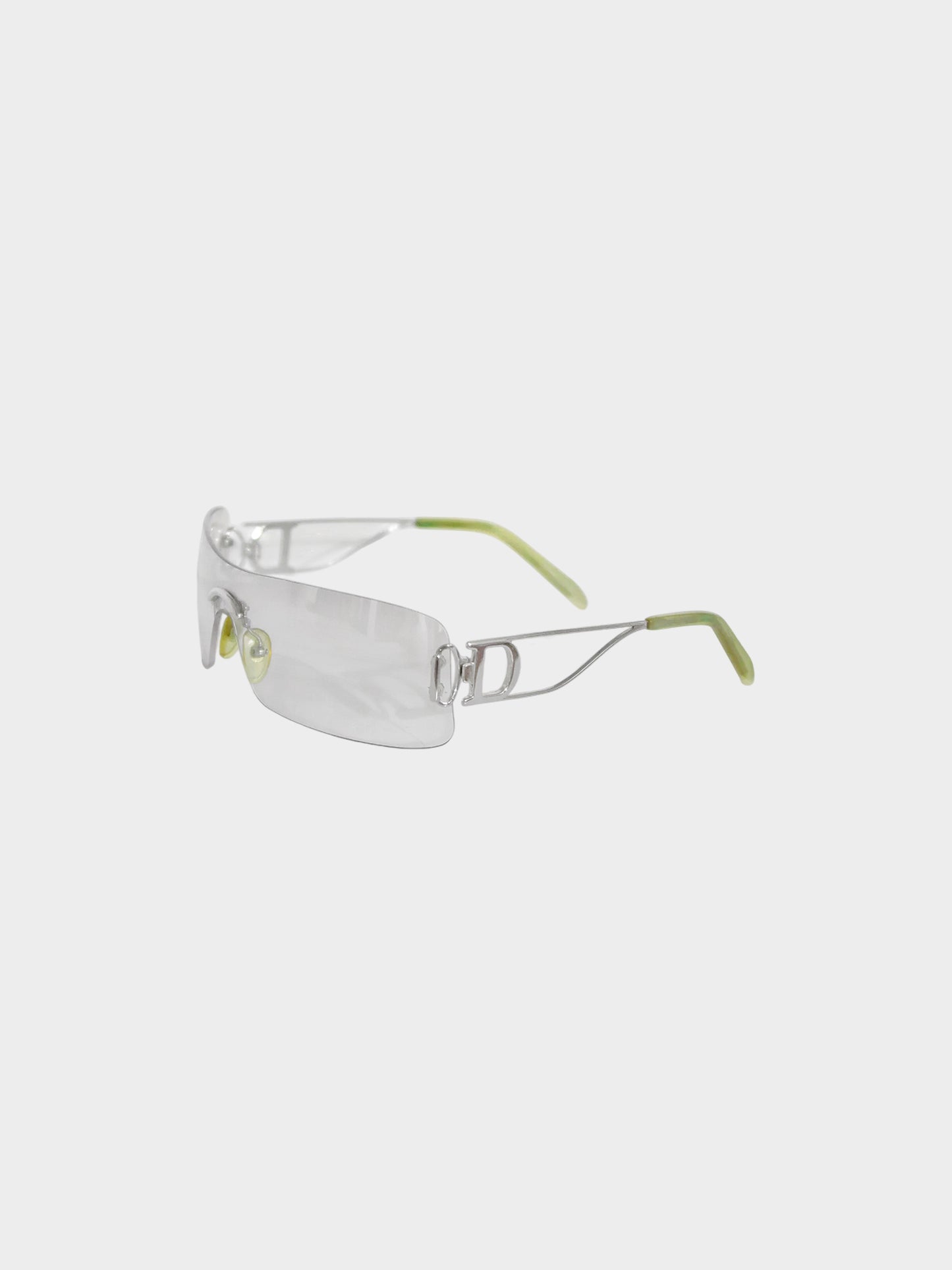 Christian Dior 1990s Clear Lens UV Tinted Shield Sunglasses