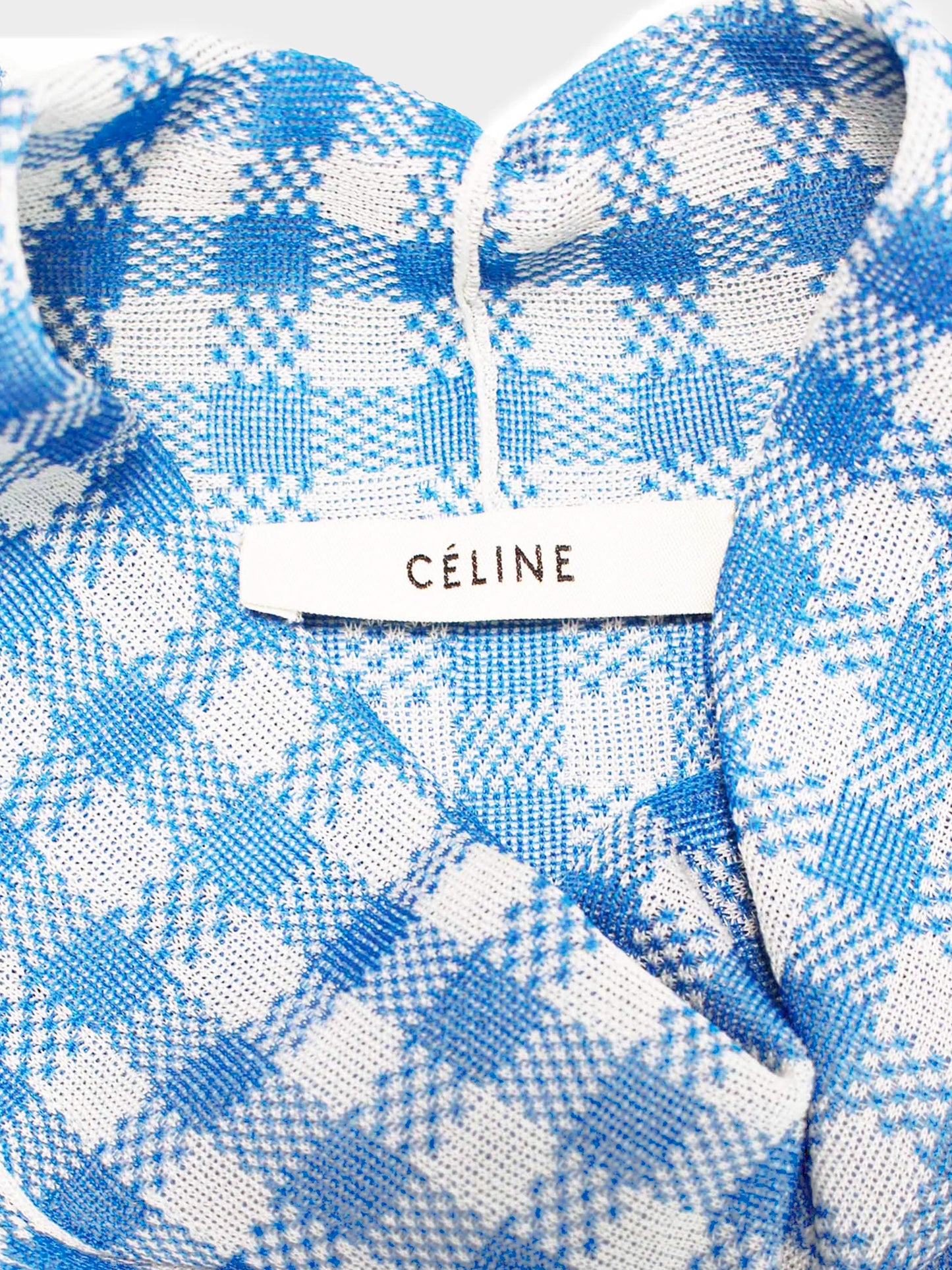 Celine by Phoebe Philo 2015 Rare Blue and White Plaid Sleeveless Dress
