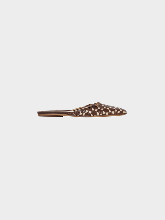 Prada 2000s Brown Woven Leather Flats