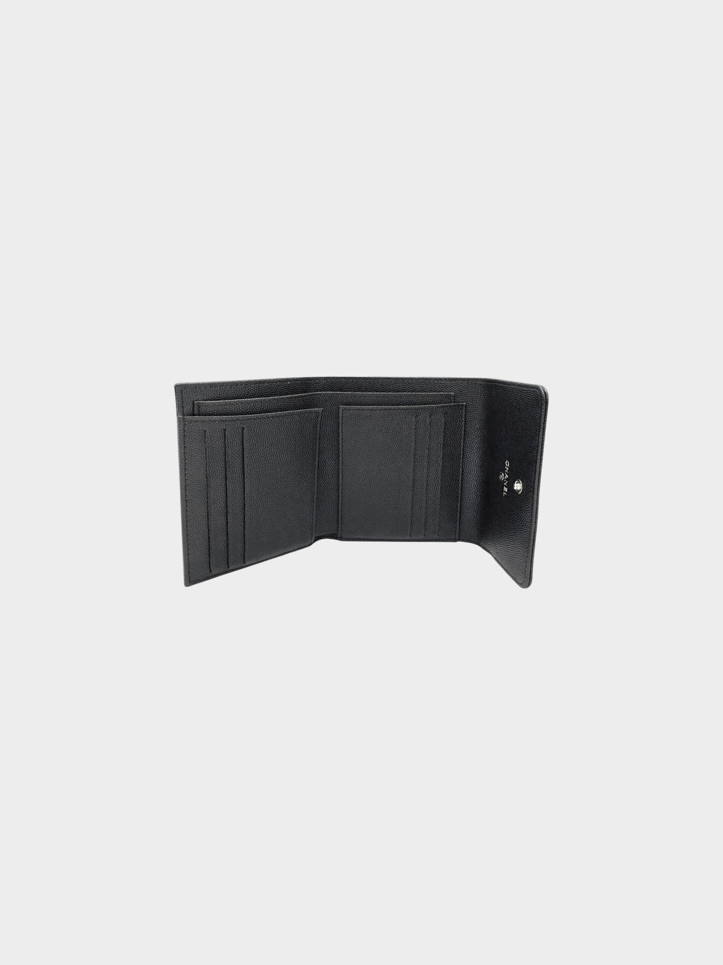 Chanel 2016 Black Caviar Trifold Wallet