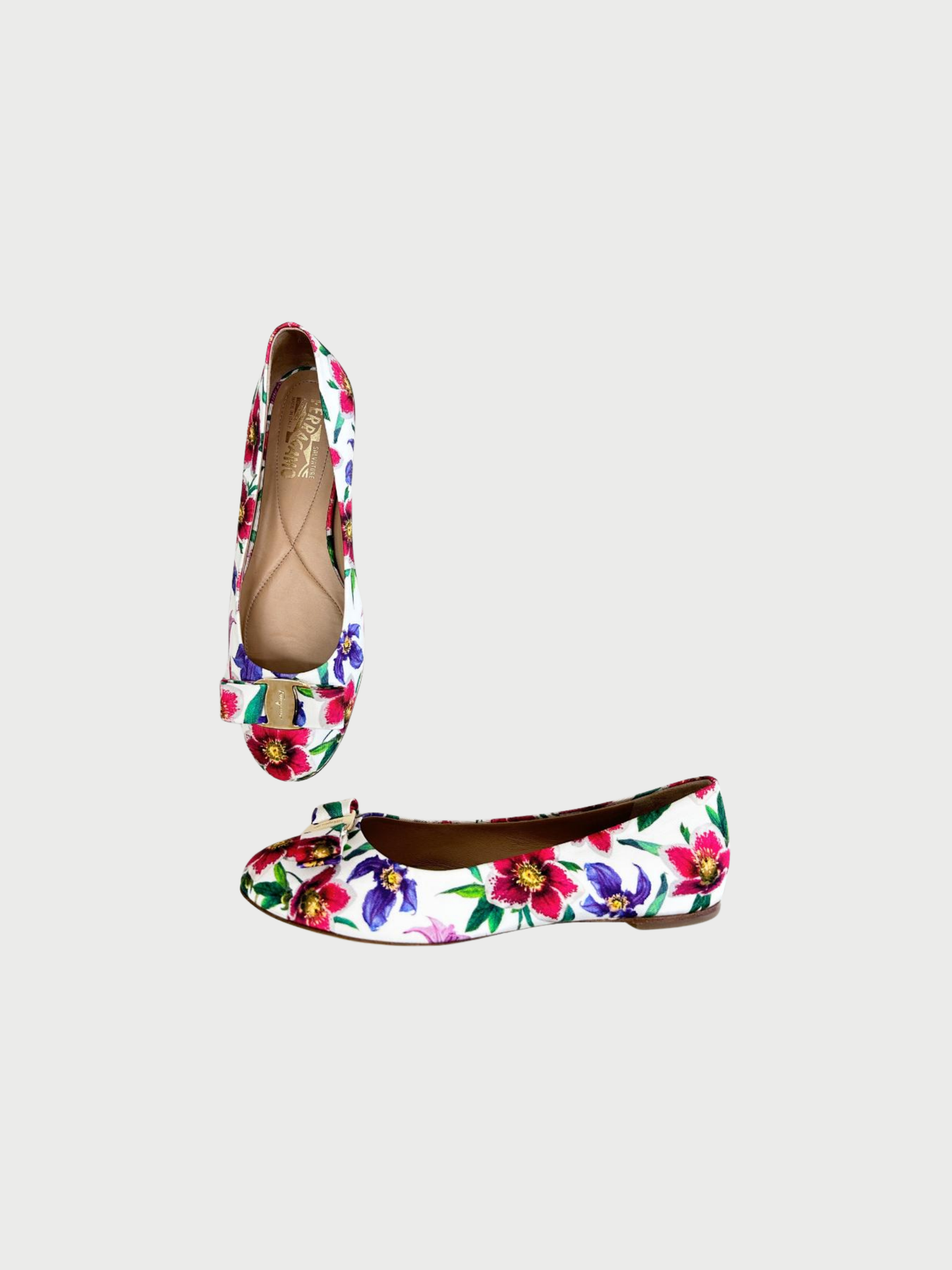 Salvatore Ferragamo 2010s Floral Grosgrain Varina Flats