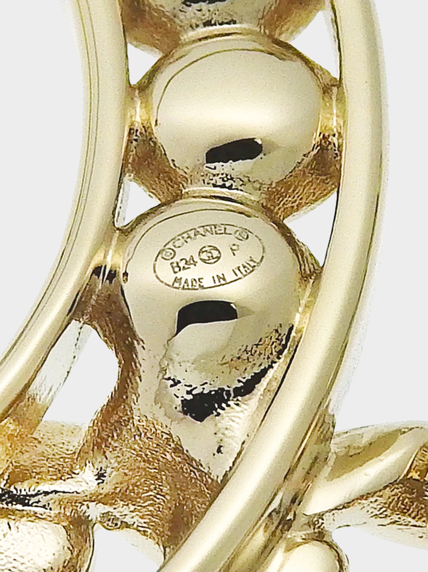 Chanel 2024 Gold Chain Metal and Rhinestone CC Brooch
