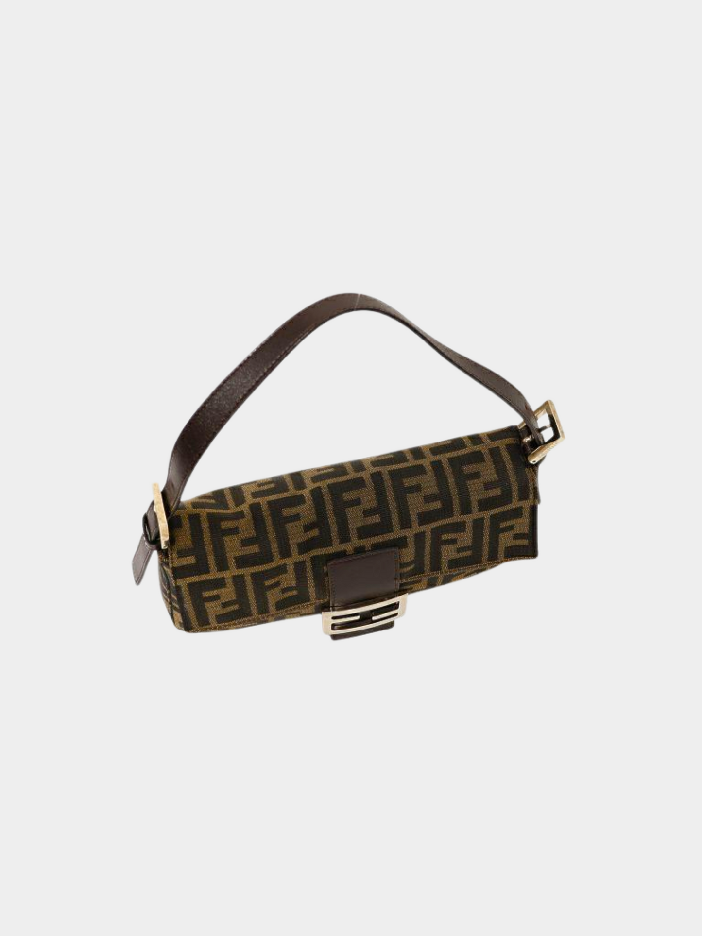 Fendi 2010s Brown Monogram Zucca Baguette Bag