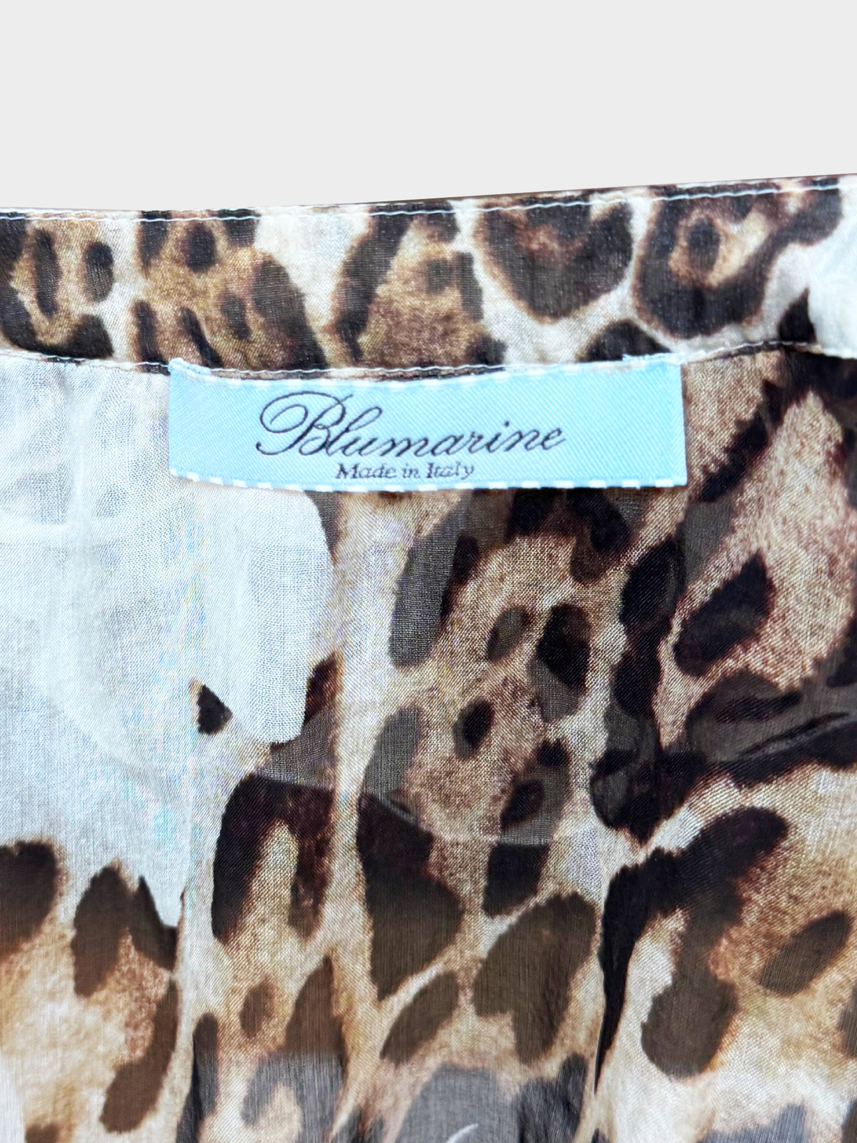 Blumarine 2010s Leopard Print Lace Inserts and Ruffles Long Sleeved Blouse