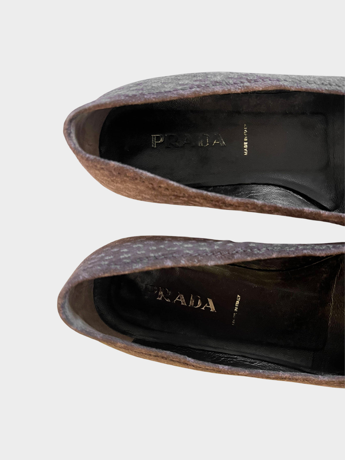 Prada 2000s Brown Dotted Suede Pointed Flats