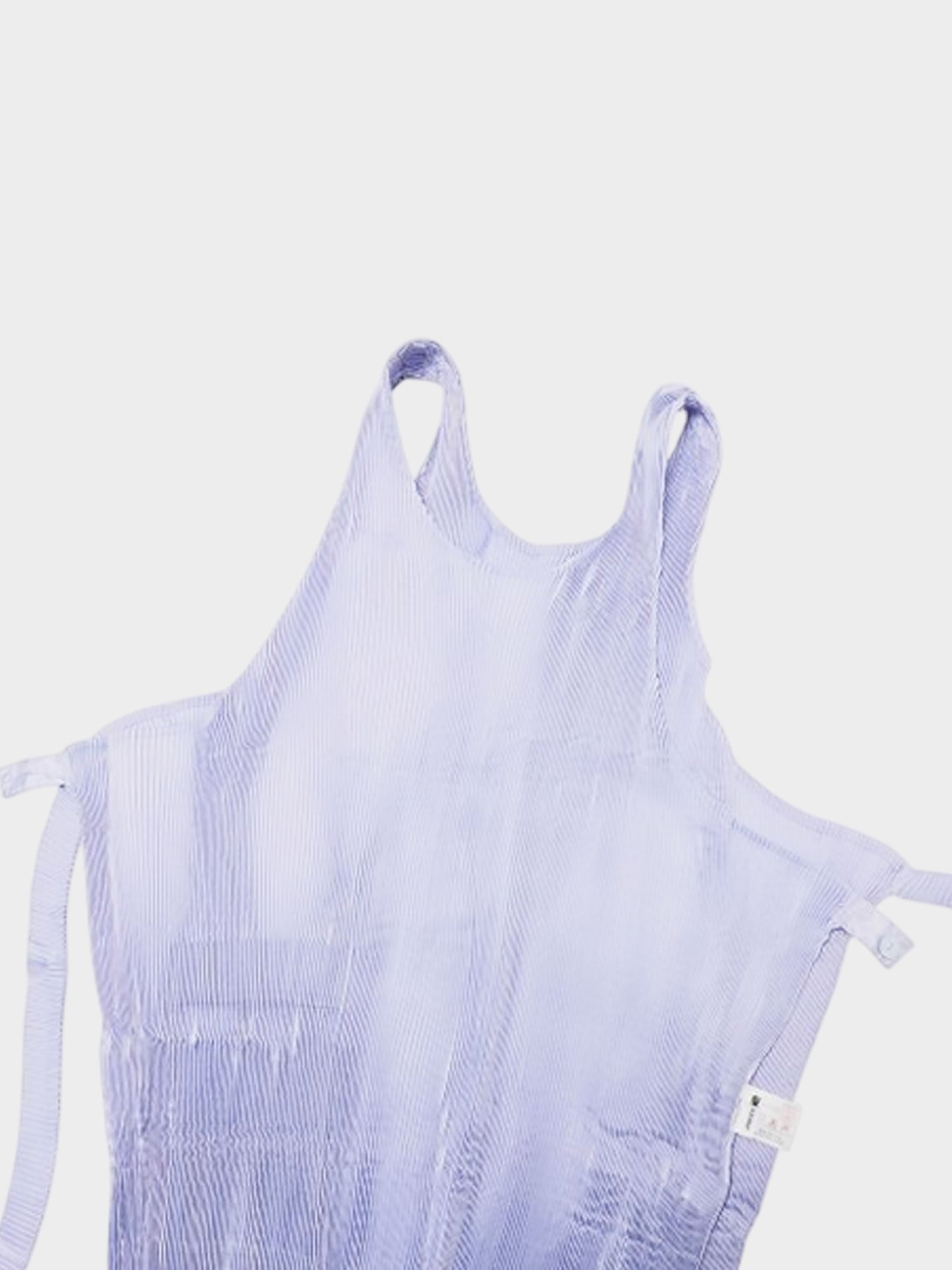 Issey Miyake 1990s Rare Lavender Pleated Satin Silk Apron Dress