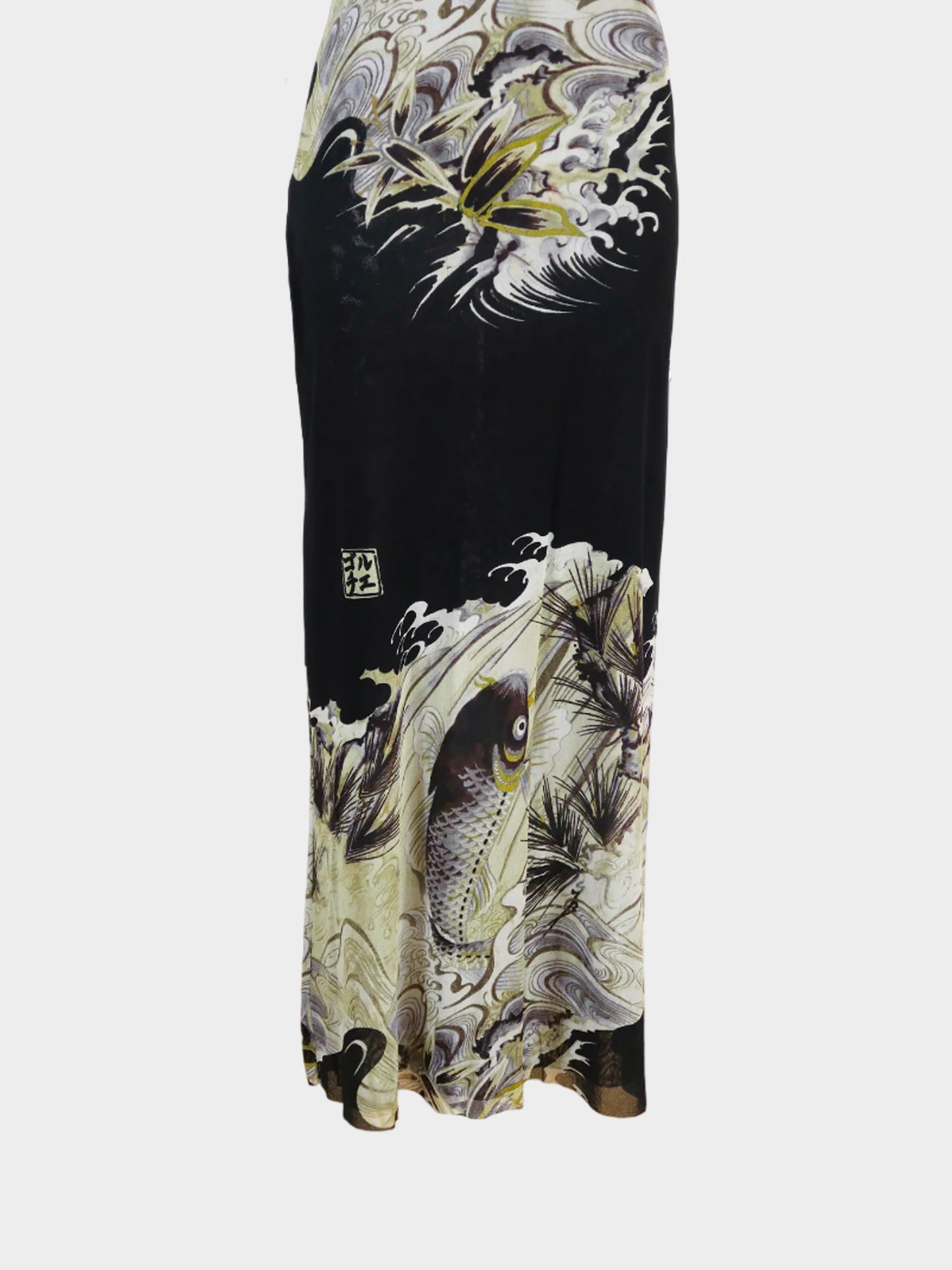 Jean Paul Gaultier Mid 1990s Koi Fish Printed Mesh Maxi Dress