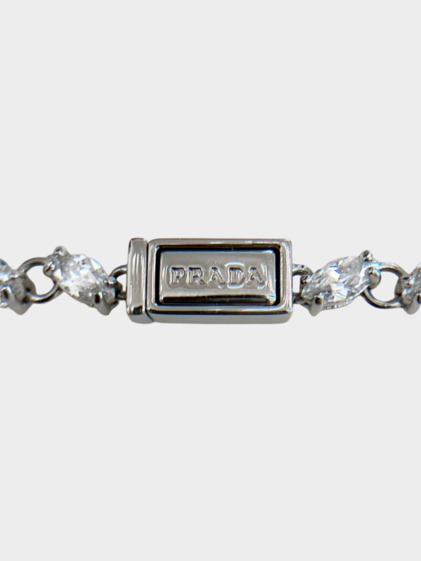 Prada 2020s Clear Sapphire Crystal Floral Necklace
