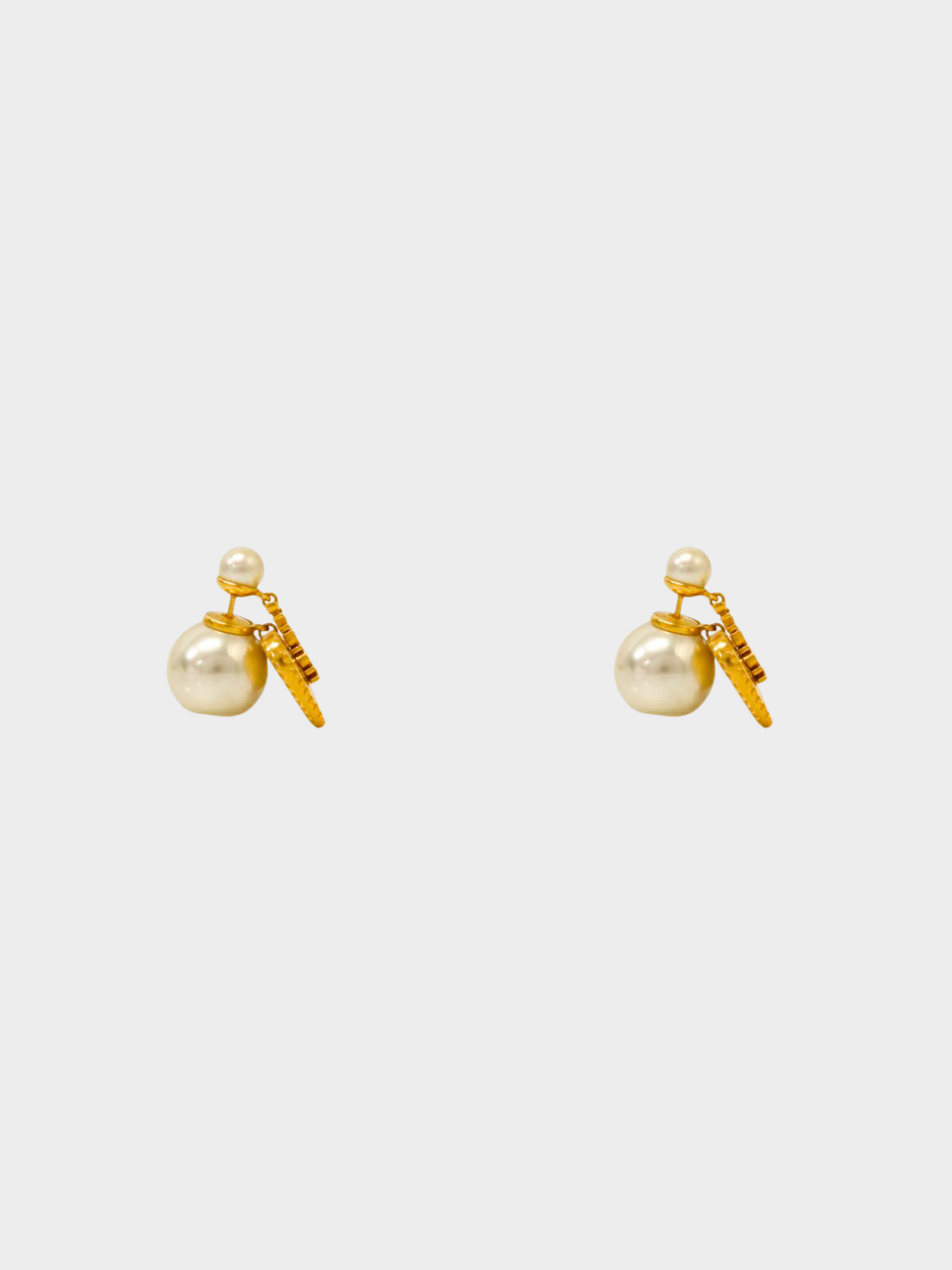 Christian Dior 2010s Gold Jadior Heart Pearl Stud Earrings