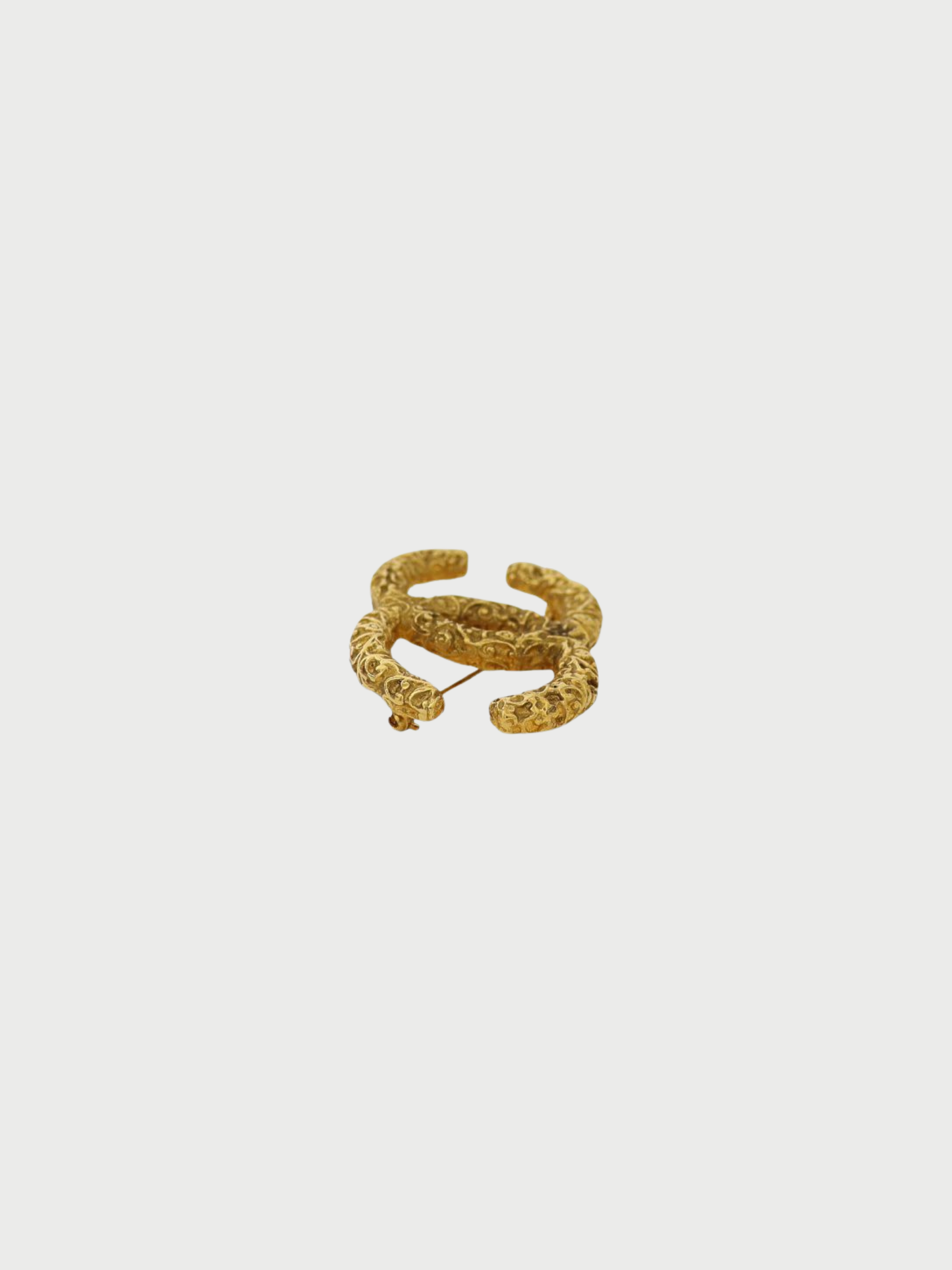 Chanel 2000s Gold Plated Metal COCO Lava Brooch