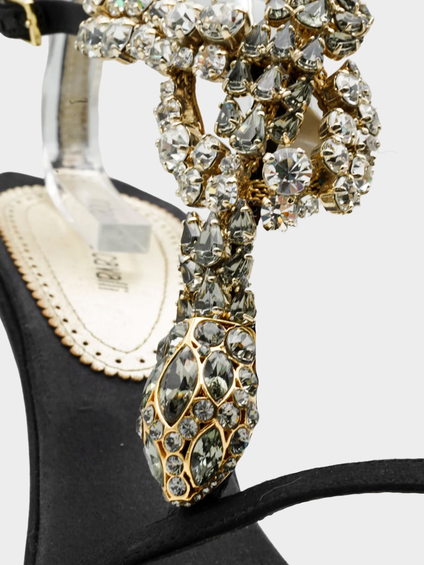 Roberto Cavalli 2000s Black Satin Strappy Heels