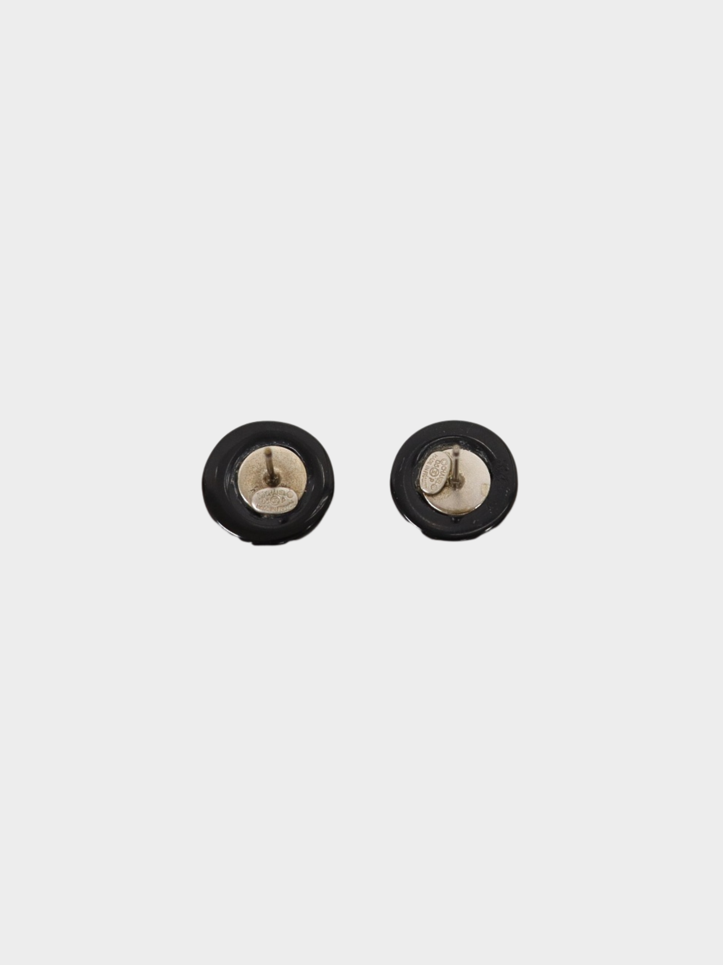 Chanel 2005 Black Rhinestone COCO Round Earringsv