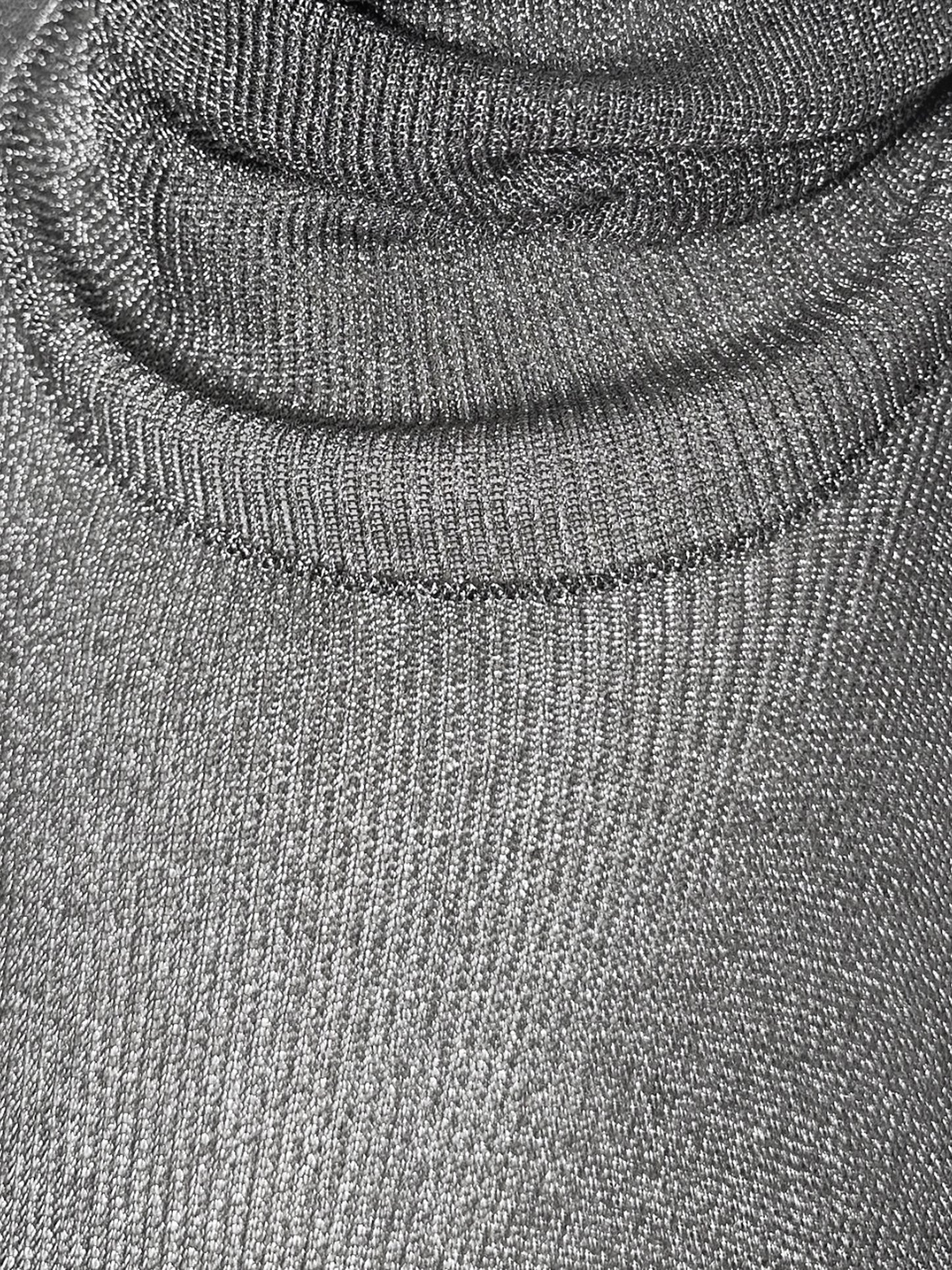 Thierry Mugler FW 2020 Metallic Grey Lurex Turtleneck Top