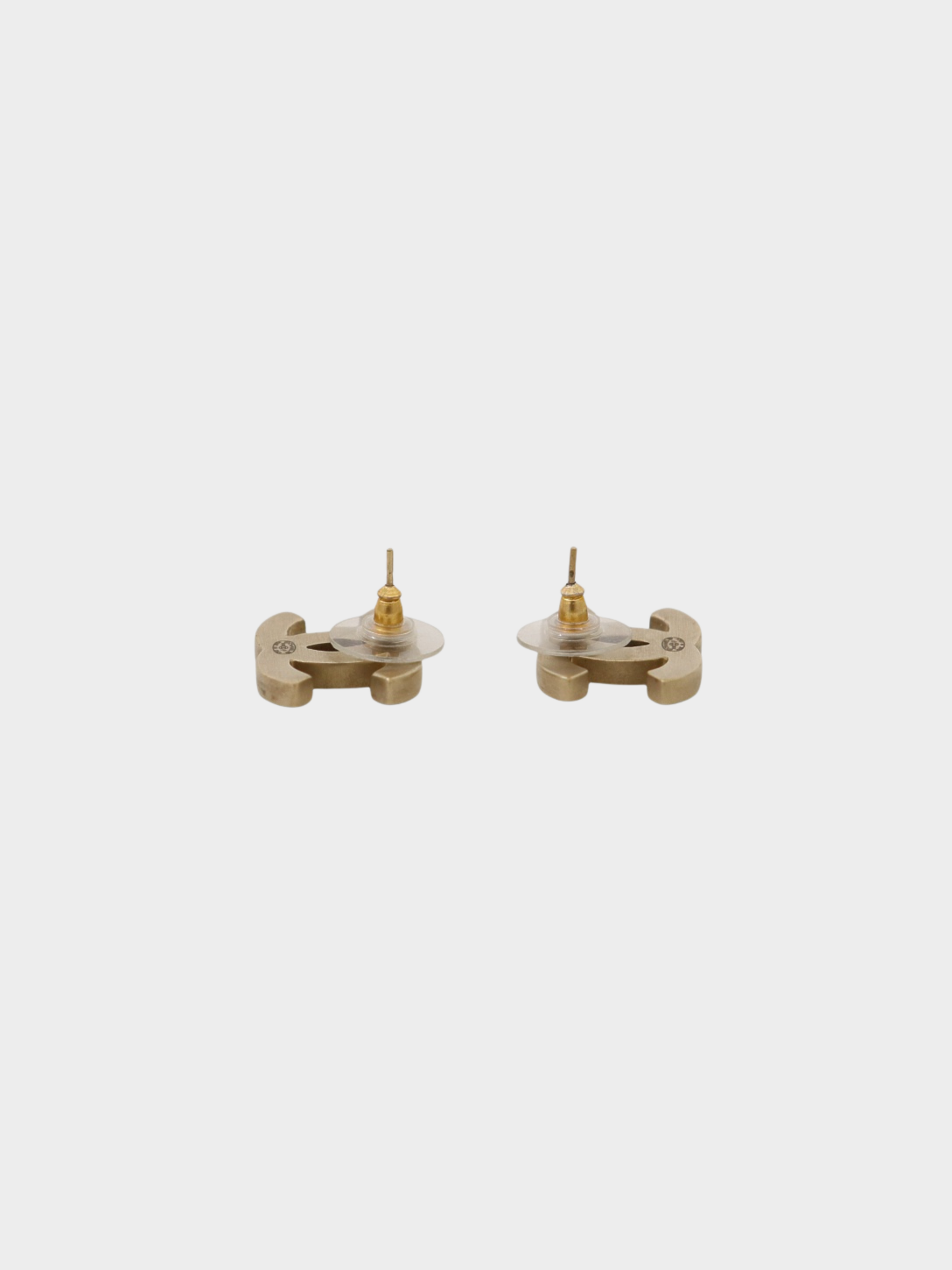 Chanel 2000s Gold Pink Beige Leather COCO Ear Studs