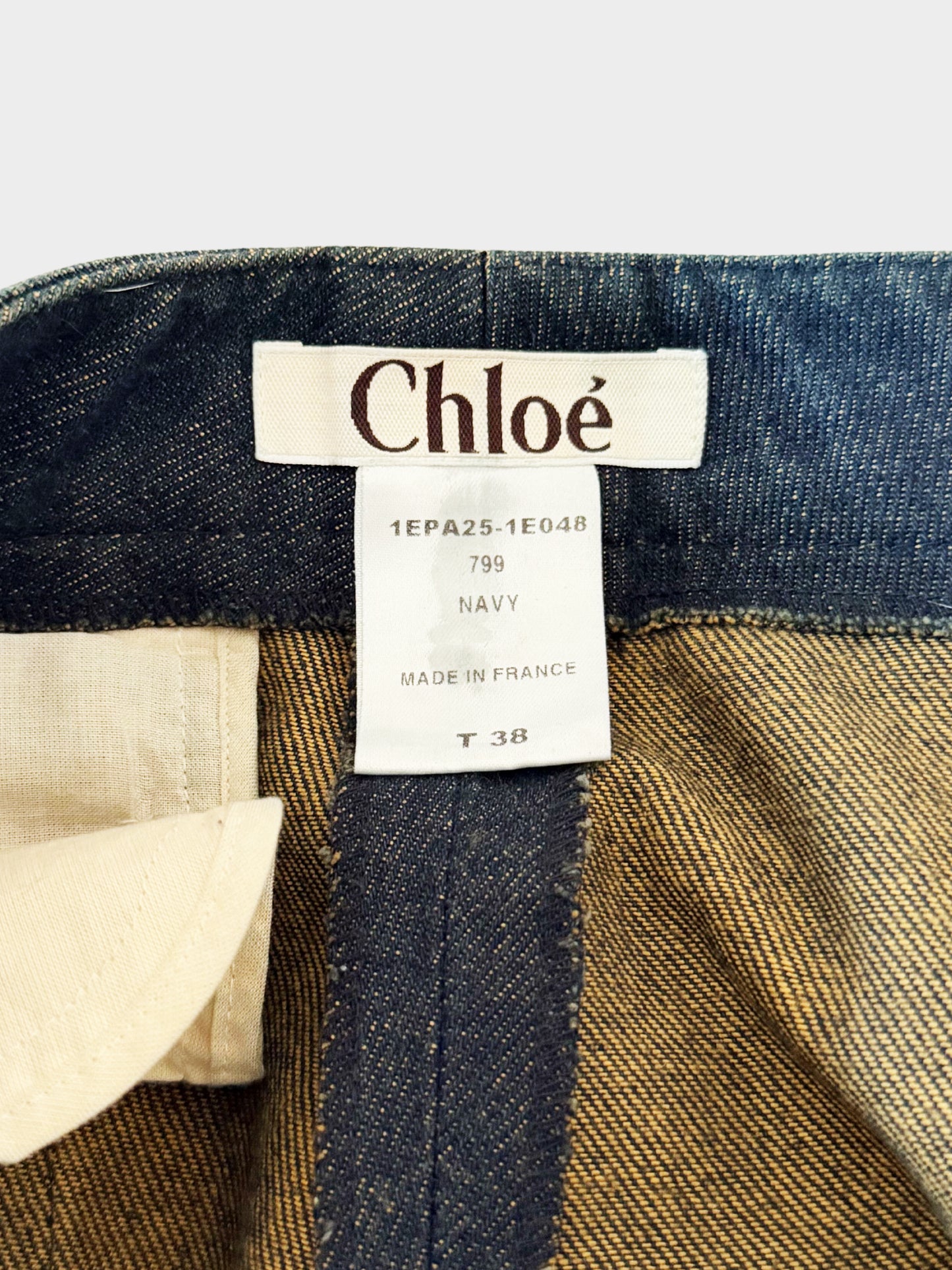 Chloé by Stella McCartney SS 2001 Runway Navy Blue Denim Horse Motif Detailed Pants