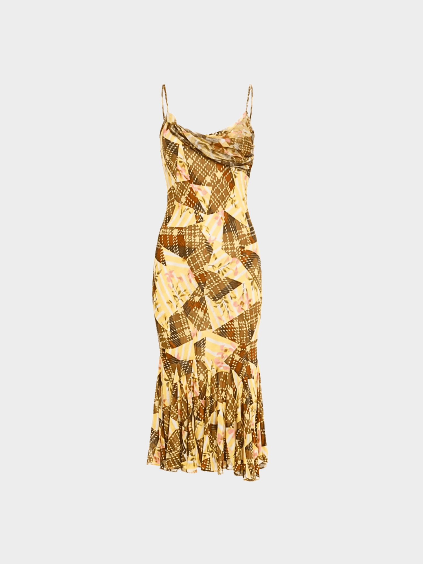 John Galliano FW 2004 Floral Patchwork Print Slip Dress