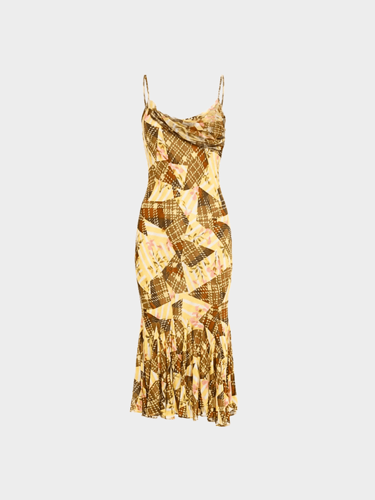 John Galliano FW 2004 Floral Patchwork Print Slip Dress