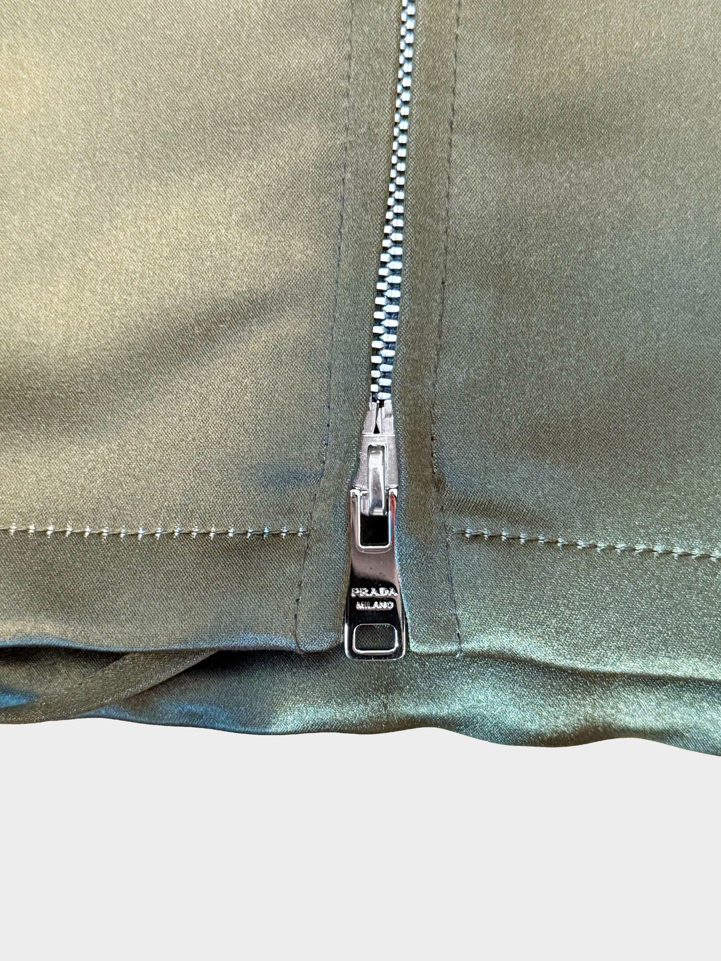 Prada 2013 Green Nylon Sequins Zip-up Hooded Jacket