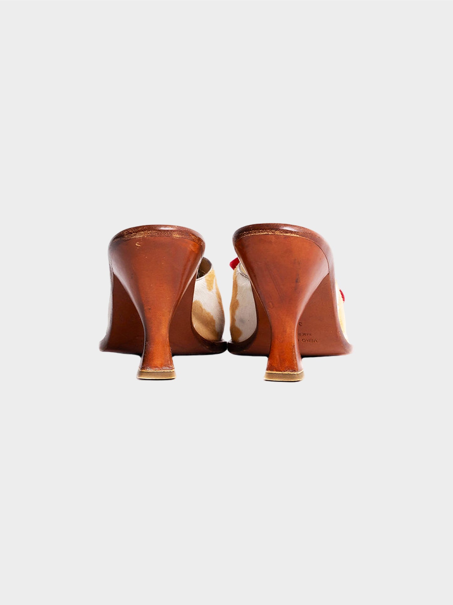 Miu Miu SS 1998 Beige Cowhide Wooden Heels