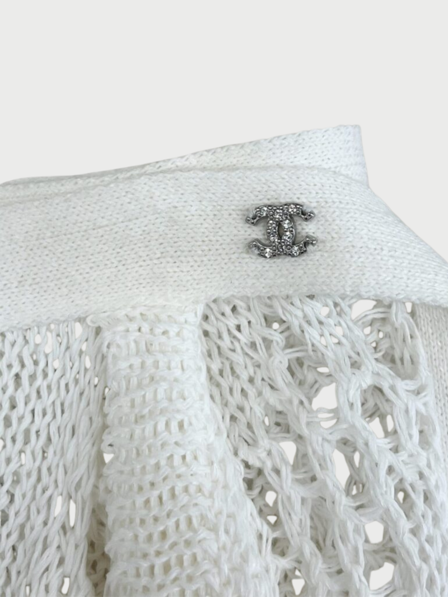 Chanel 2022 White Cotton Crochet Pareo Skirt Set