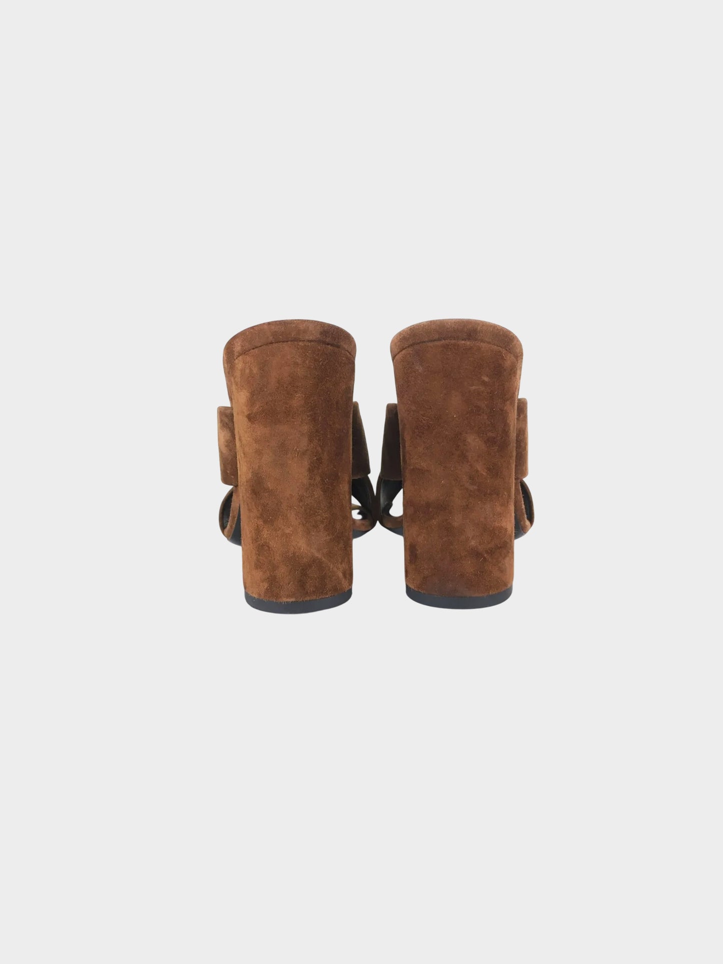 Saint Laurent 2020s Brown Loulou Knot Suede Heeled Sandals