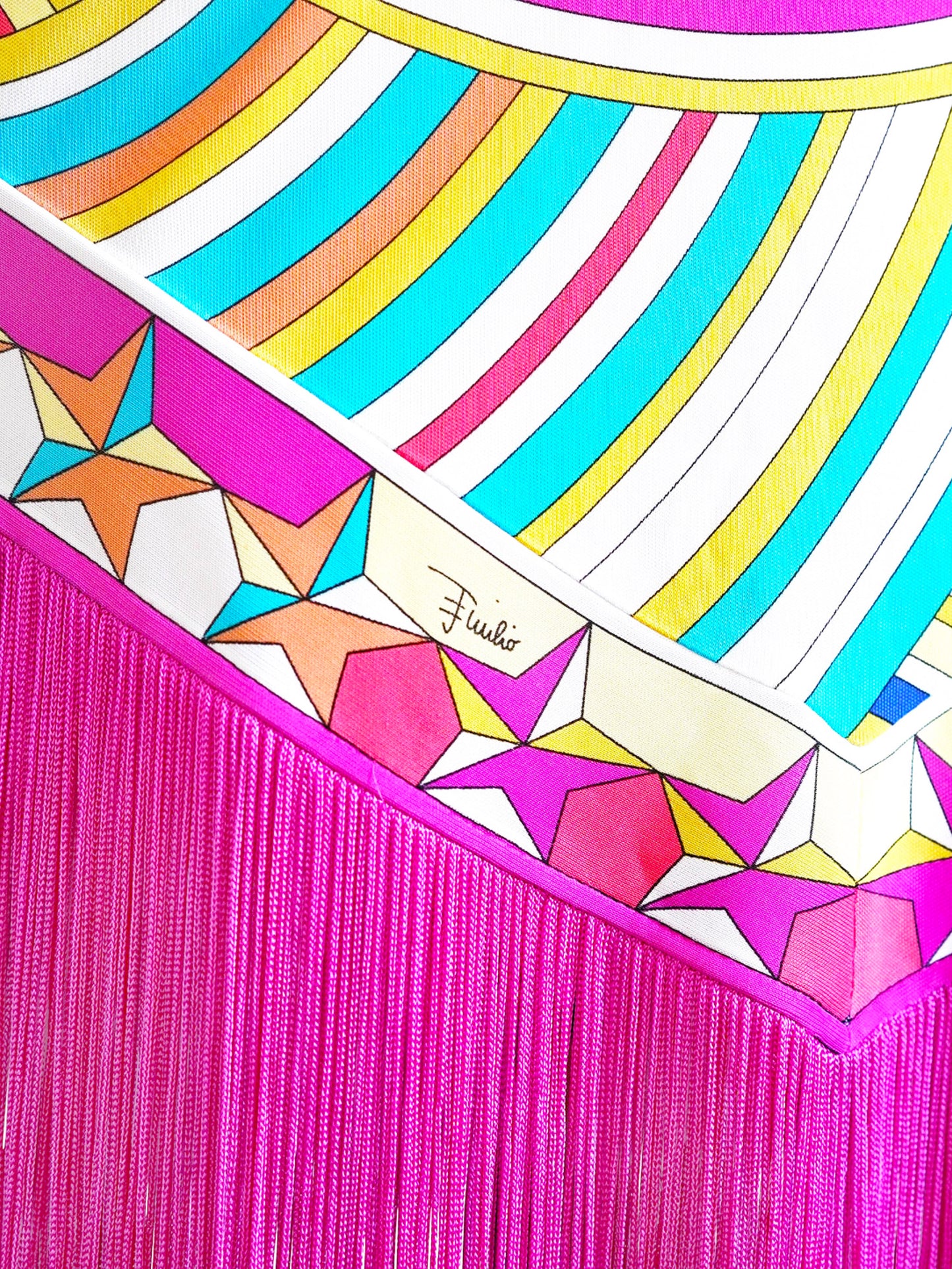 Emilio Pucci 2000s Multicolor Geometric Fringe Dress