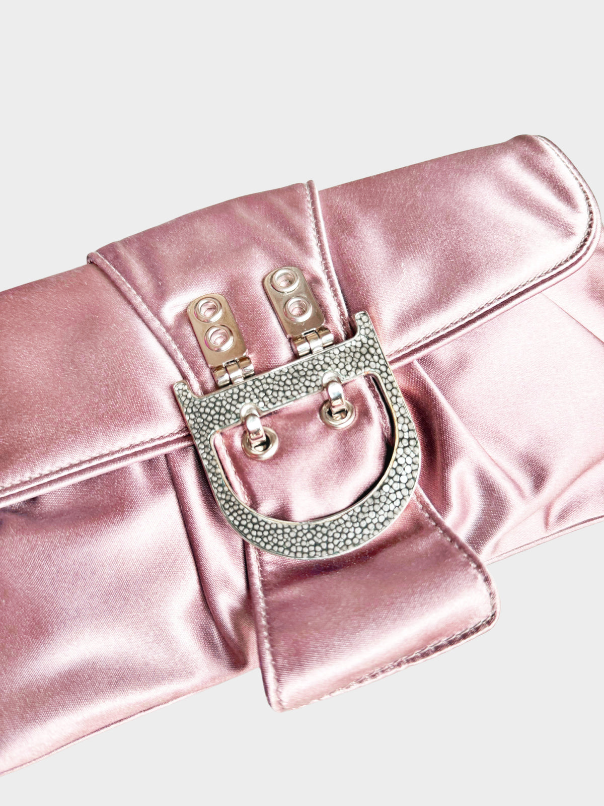 Christian Dior 2006 Light Purple Satin D-buckle Clutch