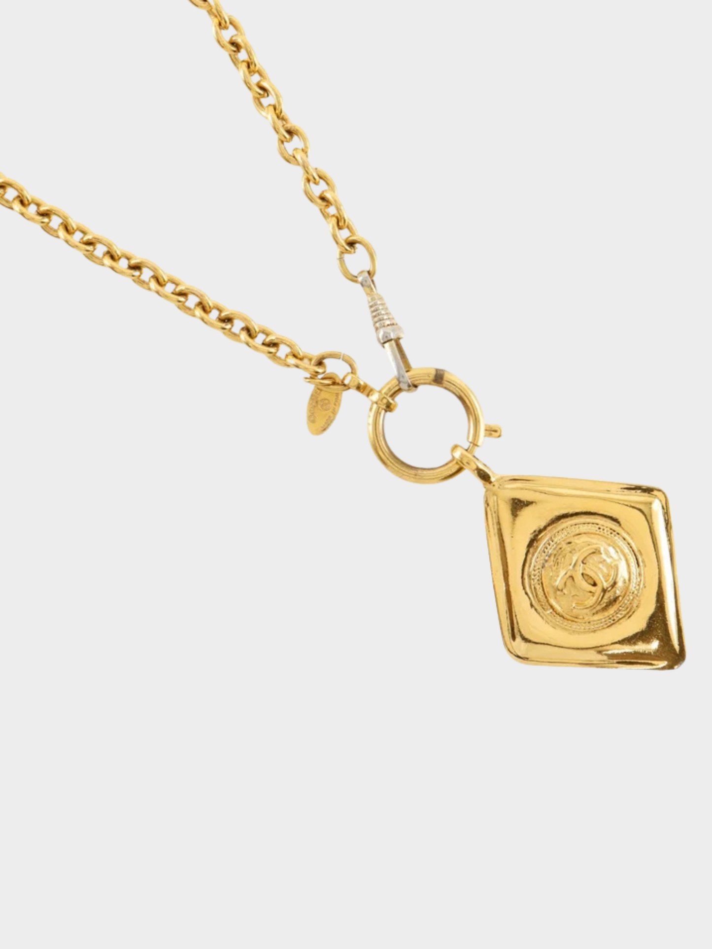 Chanel 1990s Gold Plated COCO Mark Pendant Necklace
