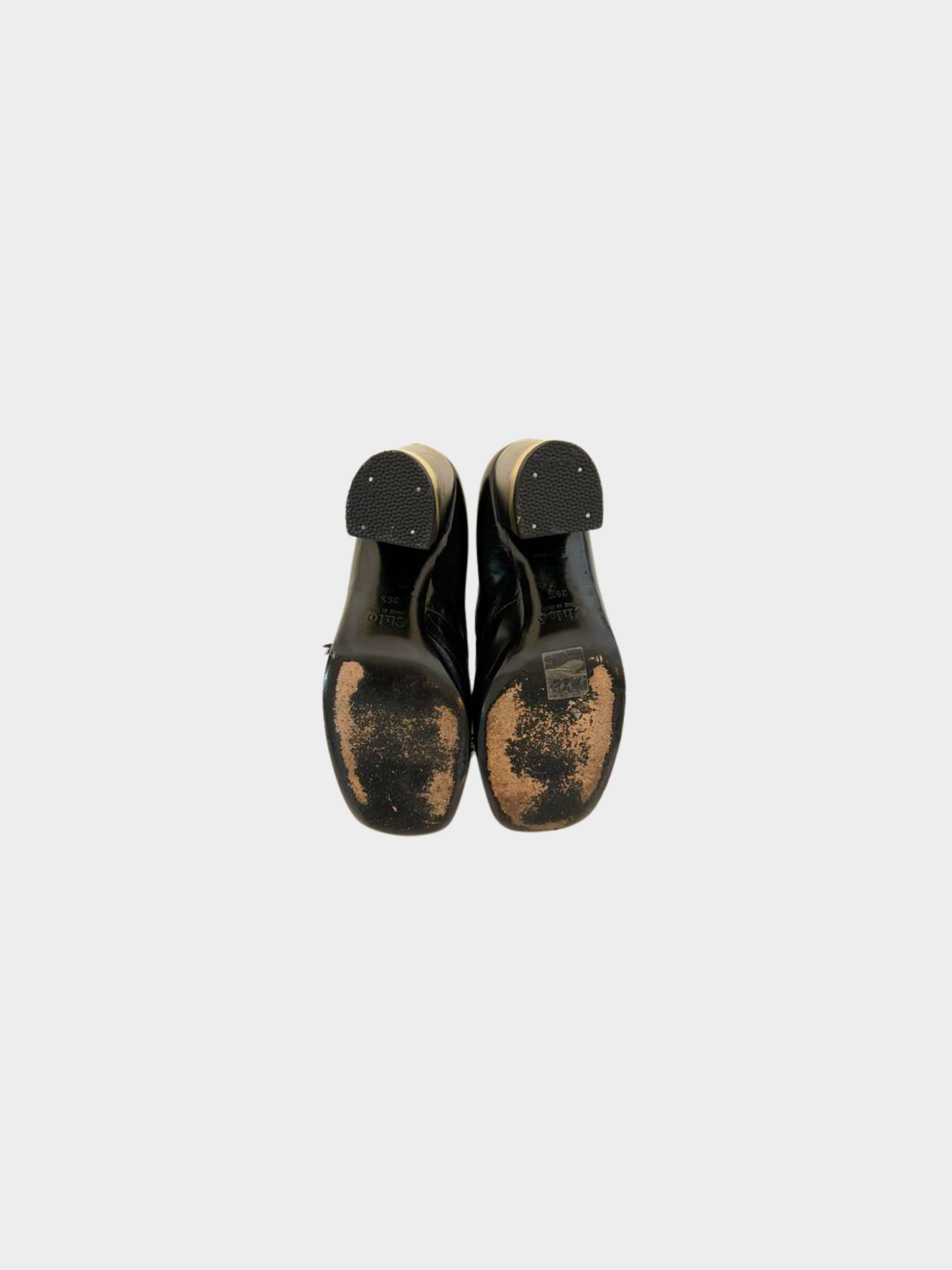 Chloe 1990s Black Patent Leather Mary Jane Bow Heels