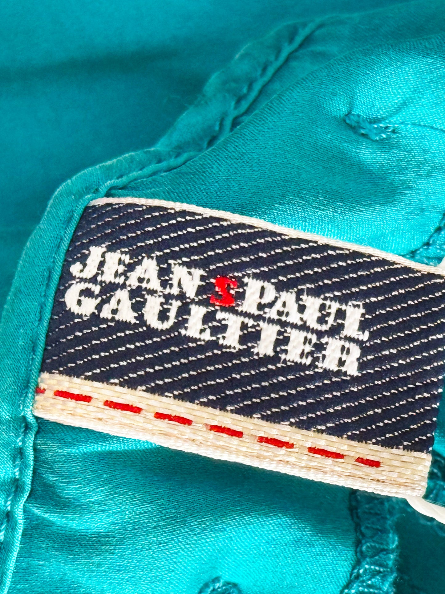Jean Paul Gaultier 2000s Teal Blue Silk Ruffled Mini Dress