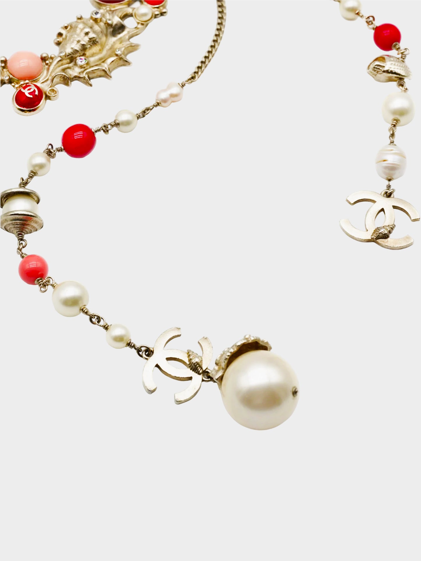 Chanel by Karl Lagerfeld Cruise 2005 Gold Seashell and Coral Motif Chain Necklace