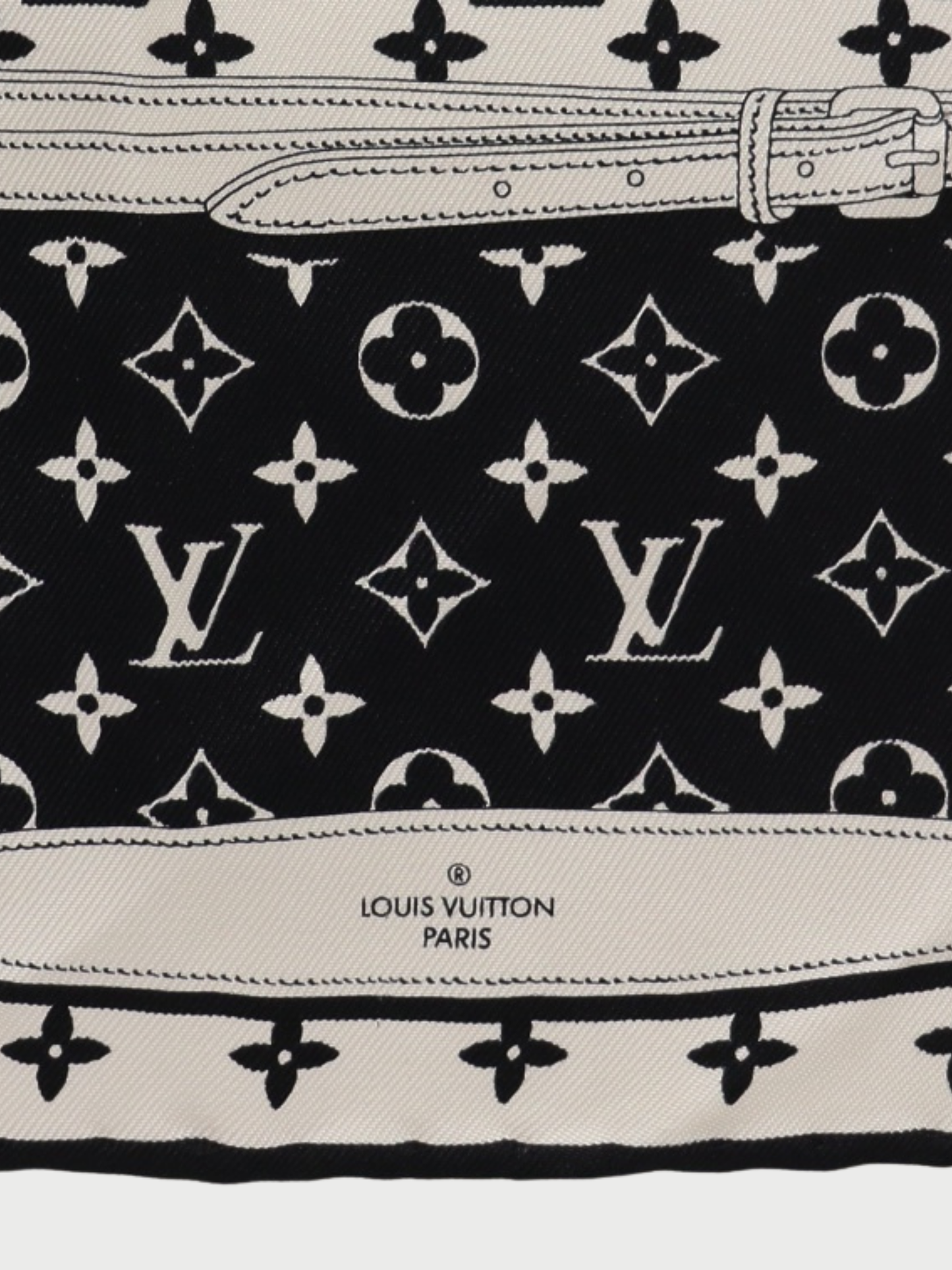 Louis Vuitton 2000s Black White Silk Monogram Confidential Scarf