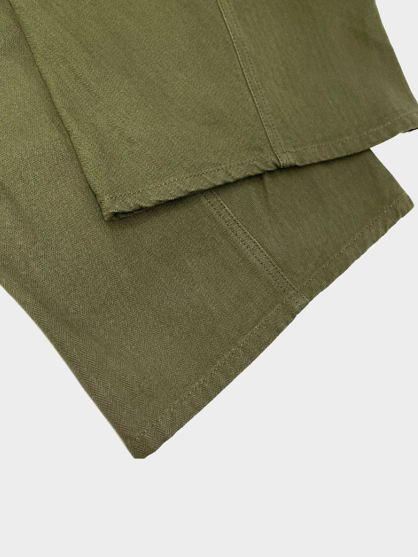 Chloé 2020s Khaki Green Wide Leg Herringbone Trousers