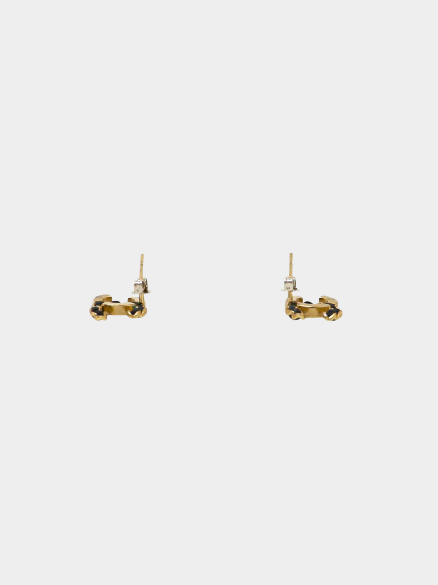 Chanel 2000s Gold CC Rhinestone Chain Stud Earrings