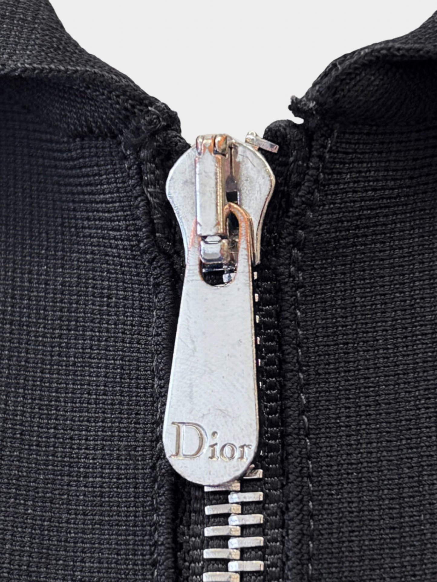 Christian Dior 2000s Black Knit Zip Front Dress