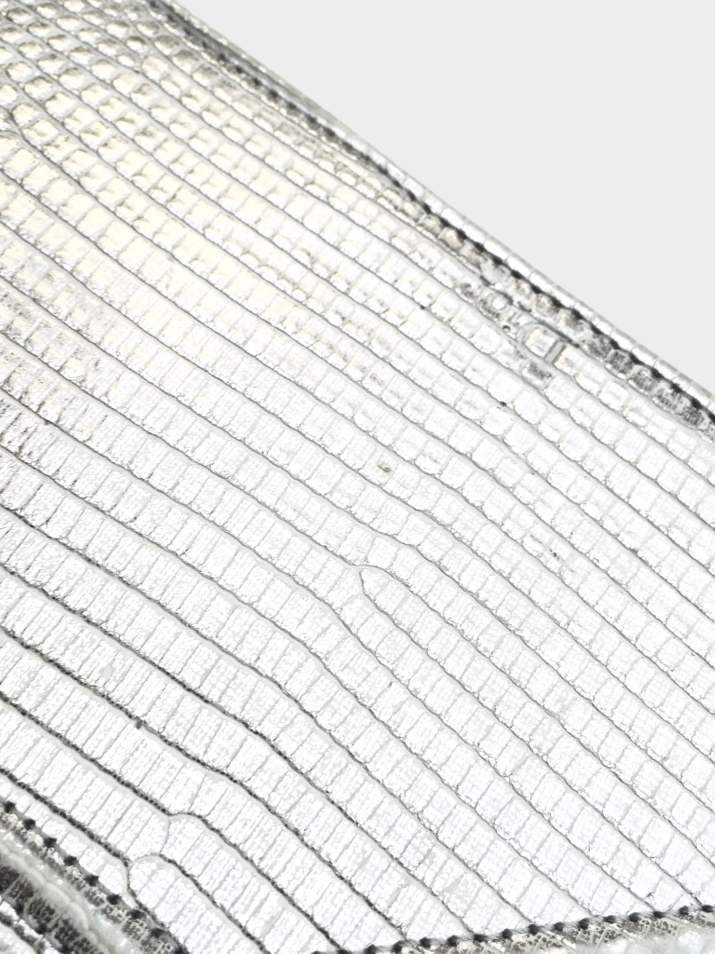 Christian Dior 2015 Metallic Silver Lizard Diorama Small Flap Bag