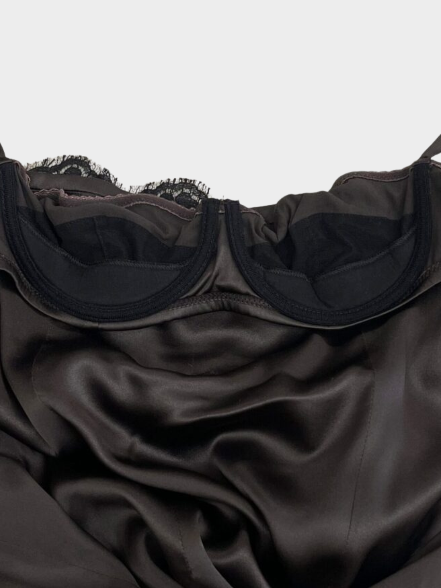 Dolce & Gabbana 2020s Chocolate Silk Satin Lace Bust Gown
