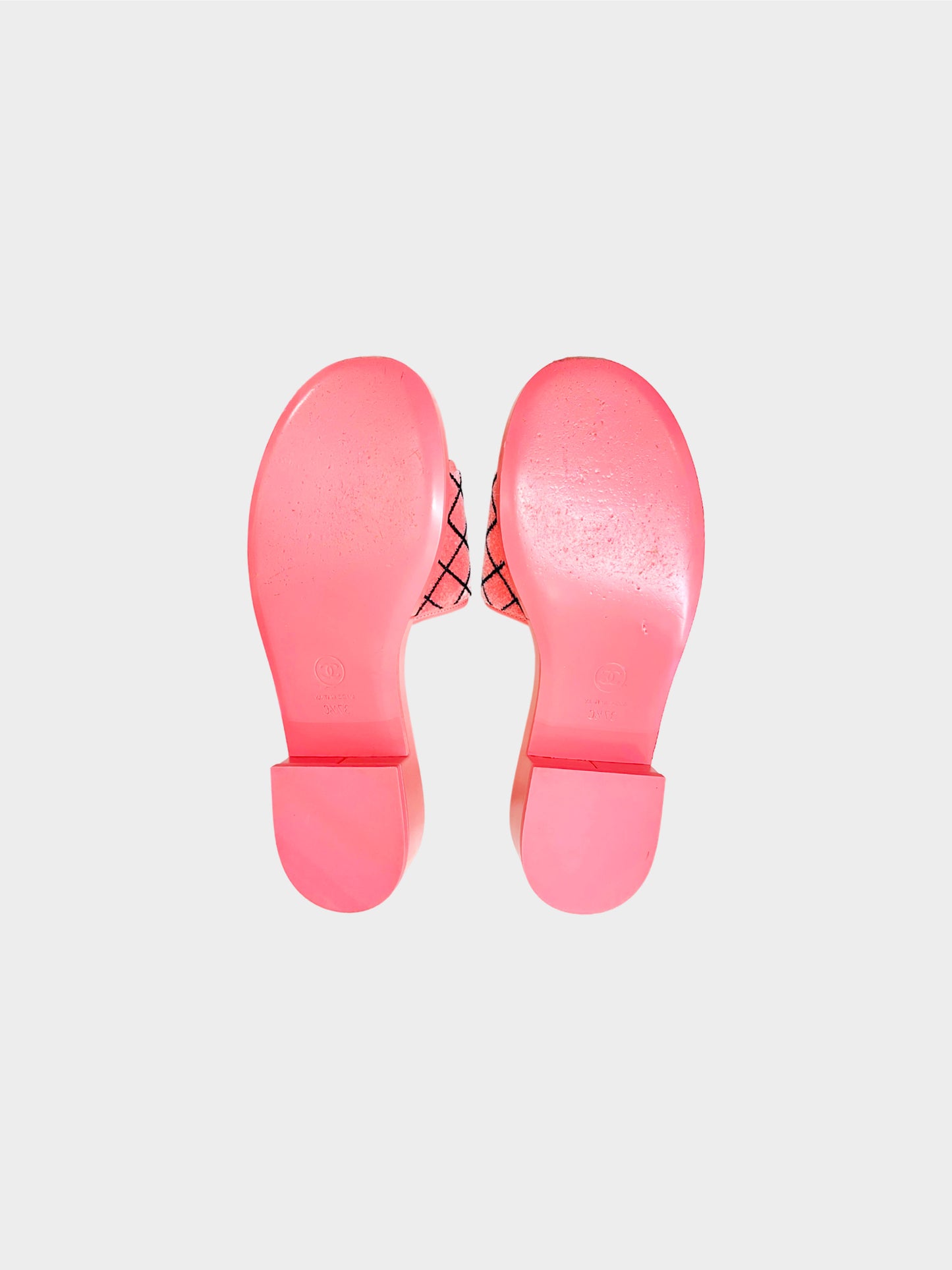Chanel 2021 Pink CC Velvet Slides