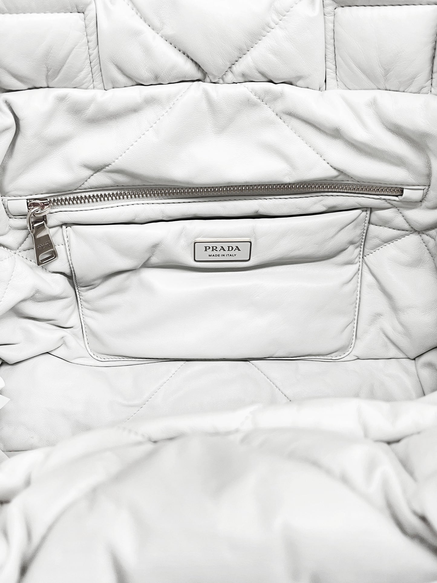 Prada 2020s White Padded Nappa Tote Bag