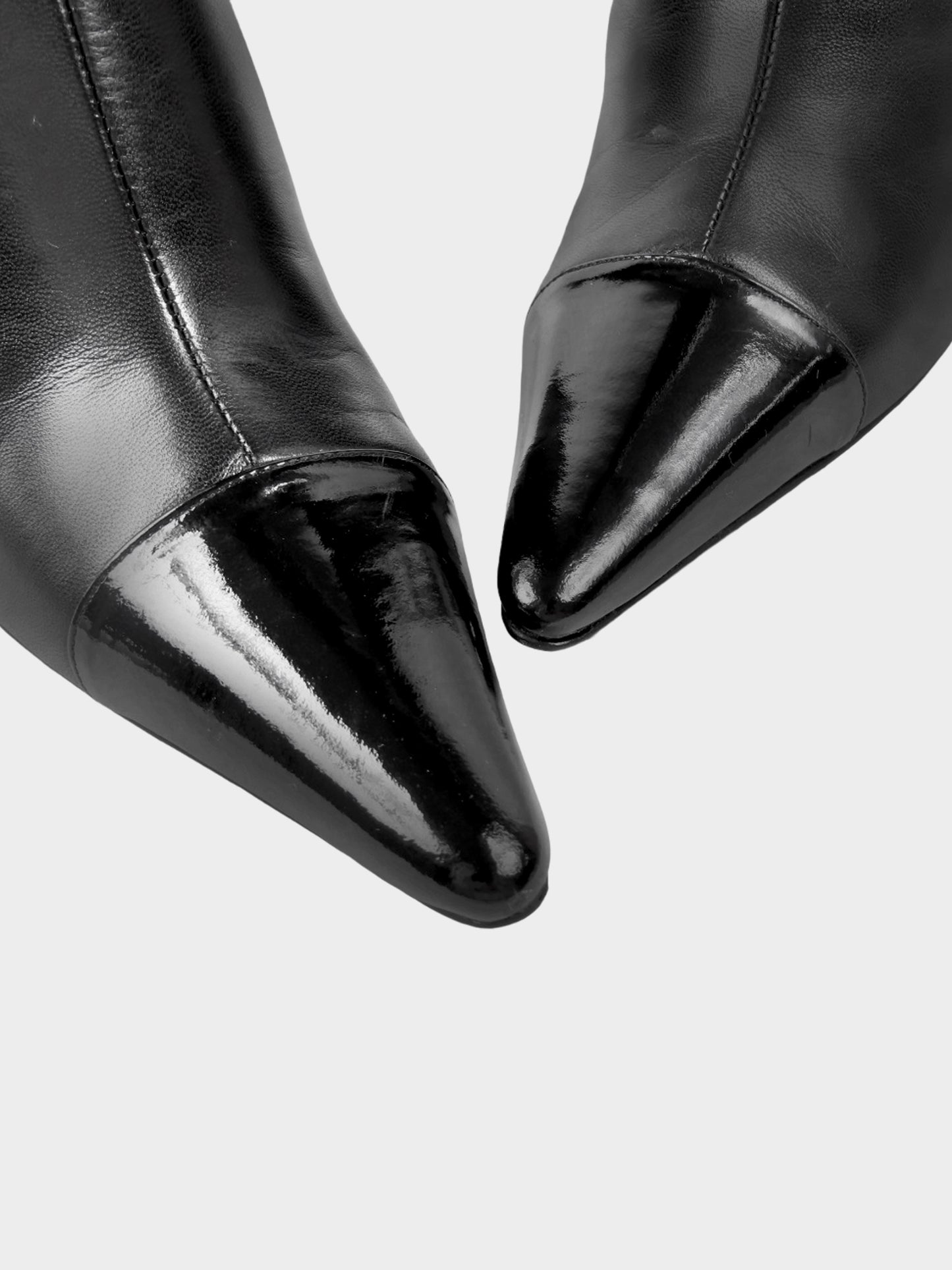 Chanel 2010s Black Leather Pointed Long Boots