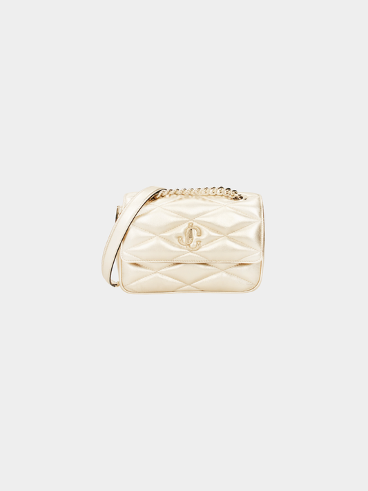 Jimmy Choo 2010s Light Gold Quilted Leather Flap Bag