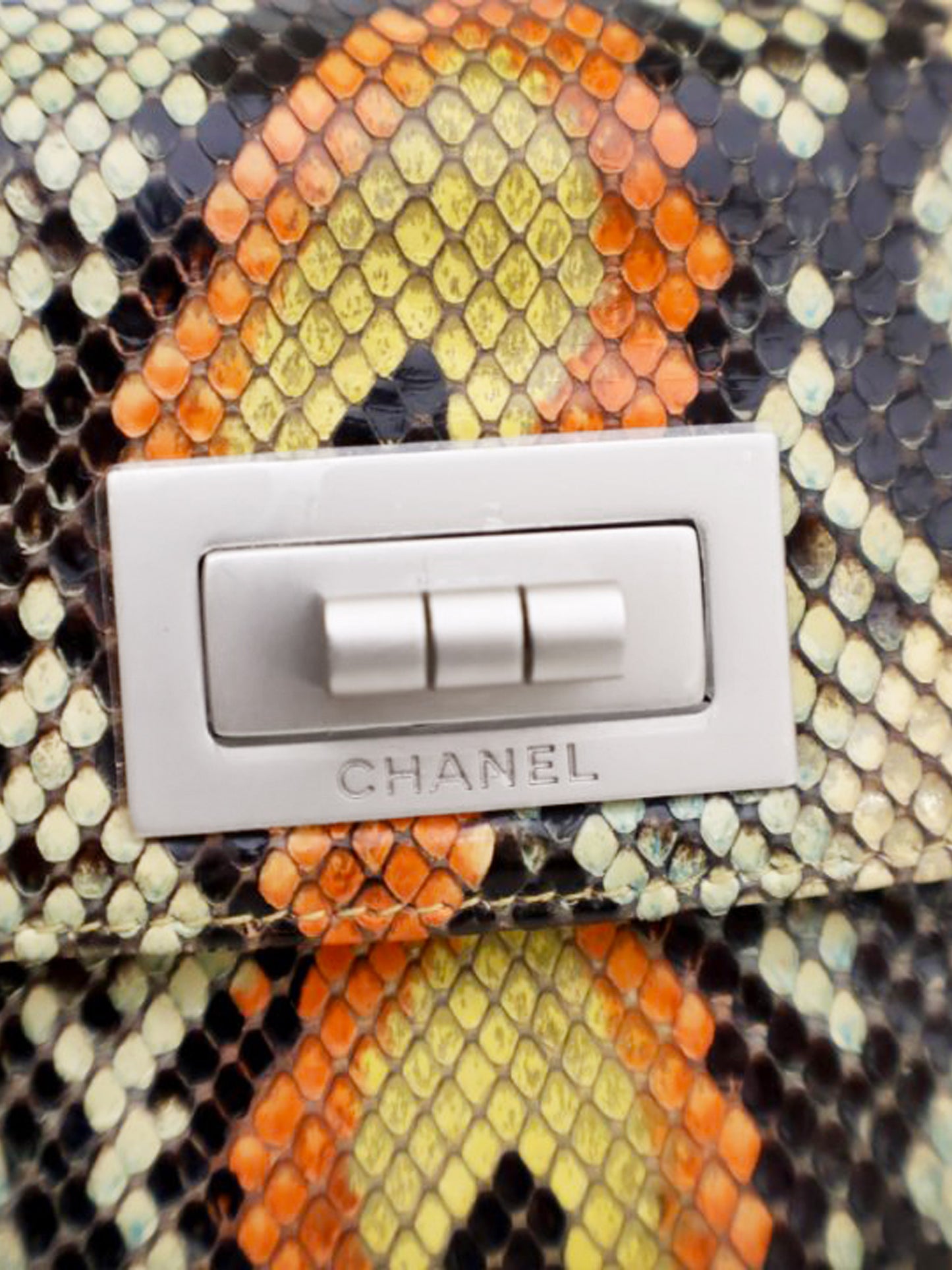 Chanel 2000-2002 Multicolor Python Reissue Clutch