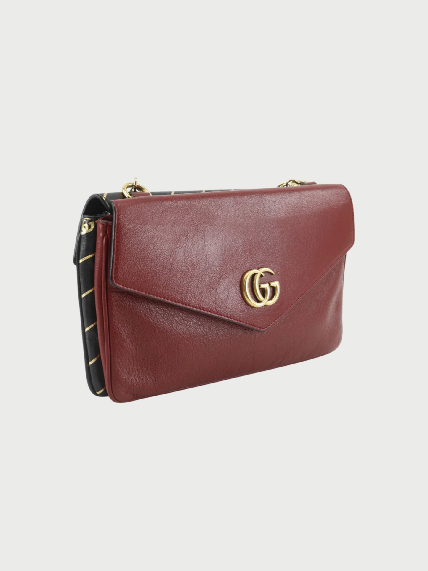 Gucci 2010s Red Black Calfskin GG Cat Double Face Chain Shoulder Bag