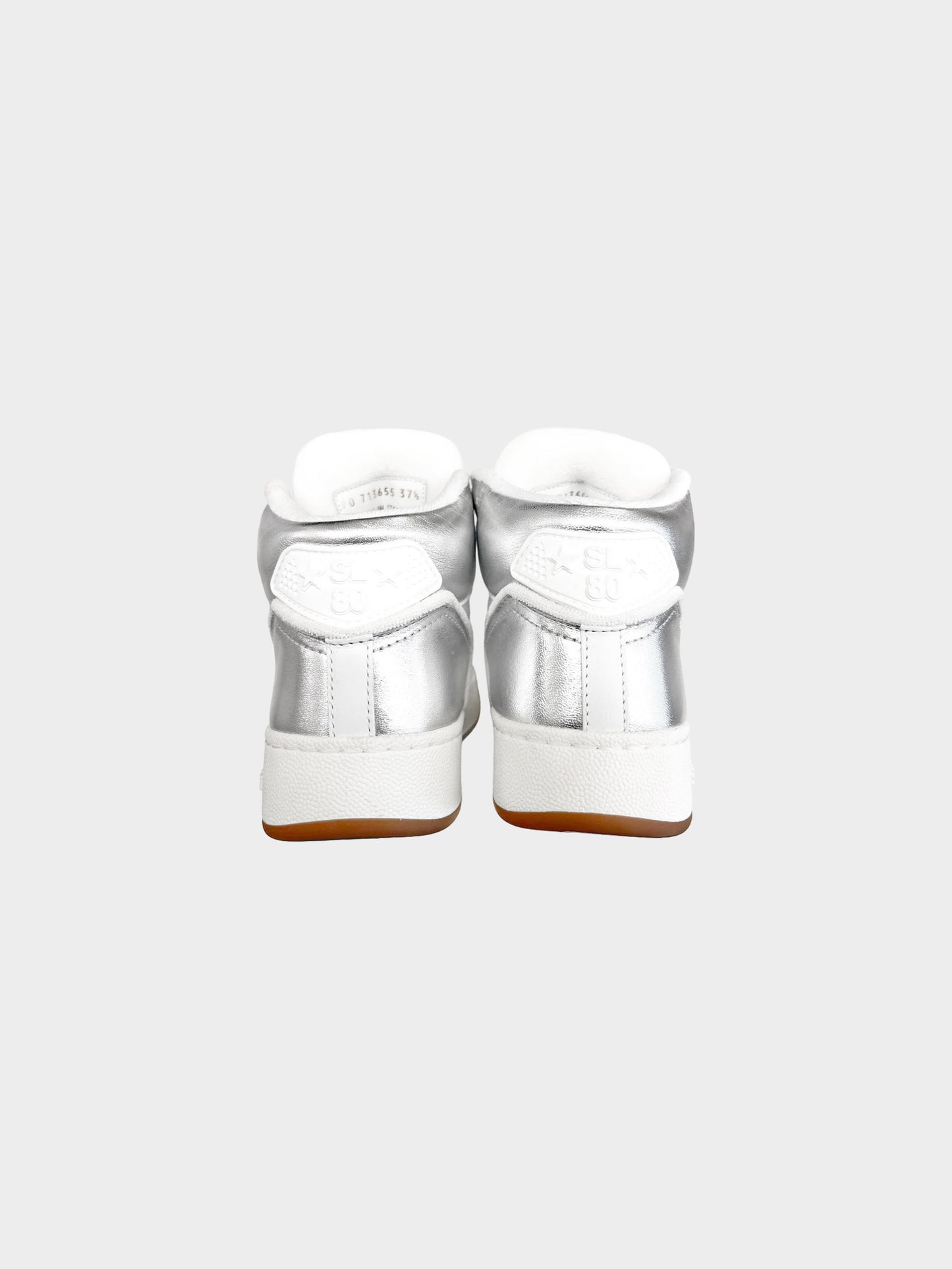 Saint Laurent 2020s White and Silver SL/80 Mid Top Sneakers