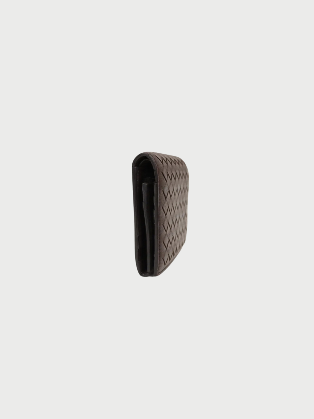 Bottega Veneta 2000s Brown Intrecciato Leather Compact Wallet