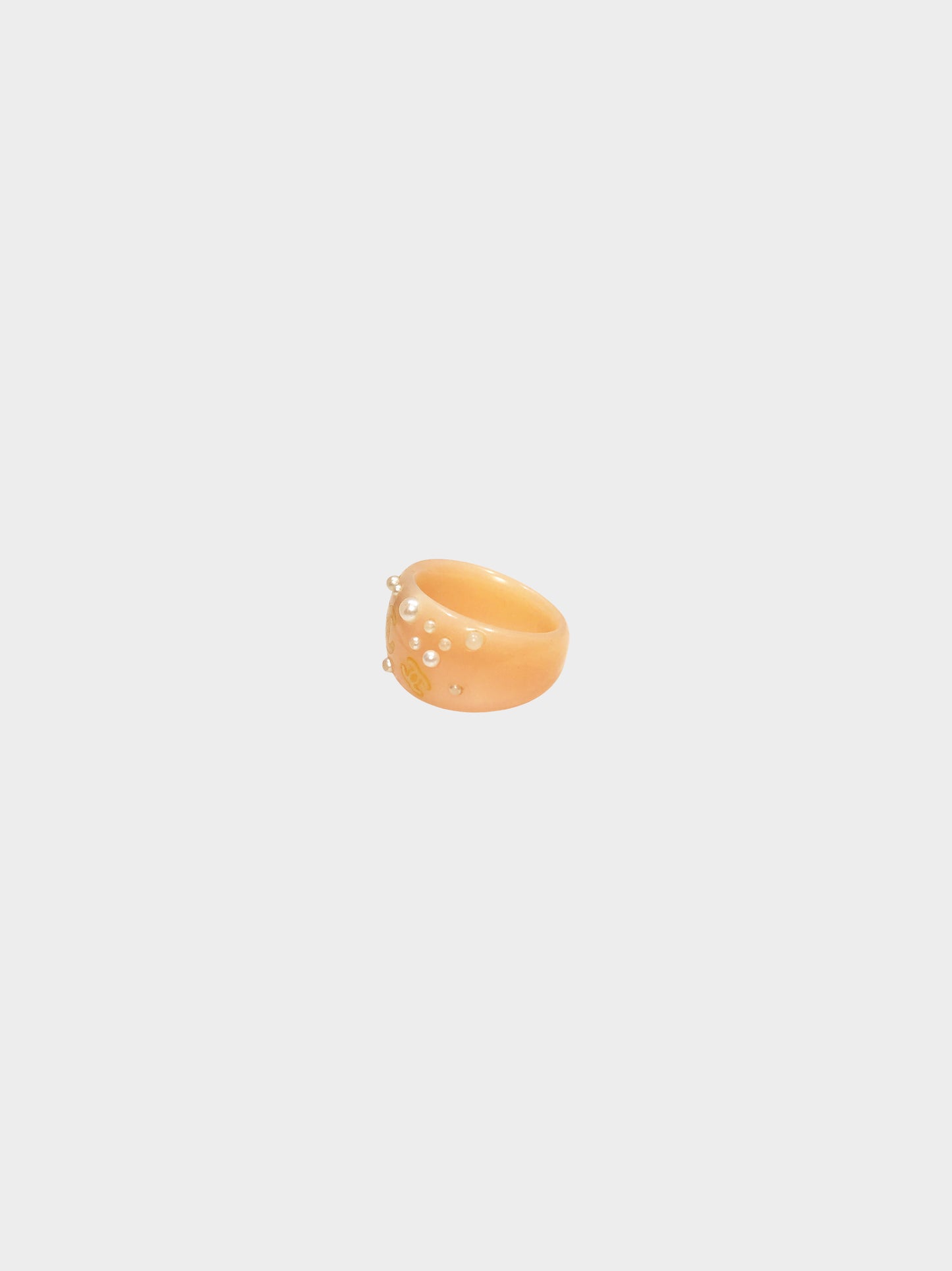 Chanel Spring 2003 Pink Beige CC and Pearls Resin Ring
